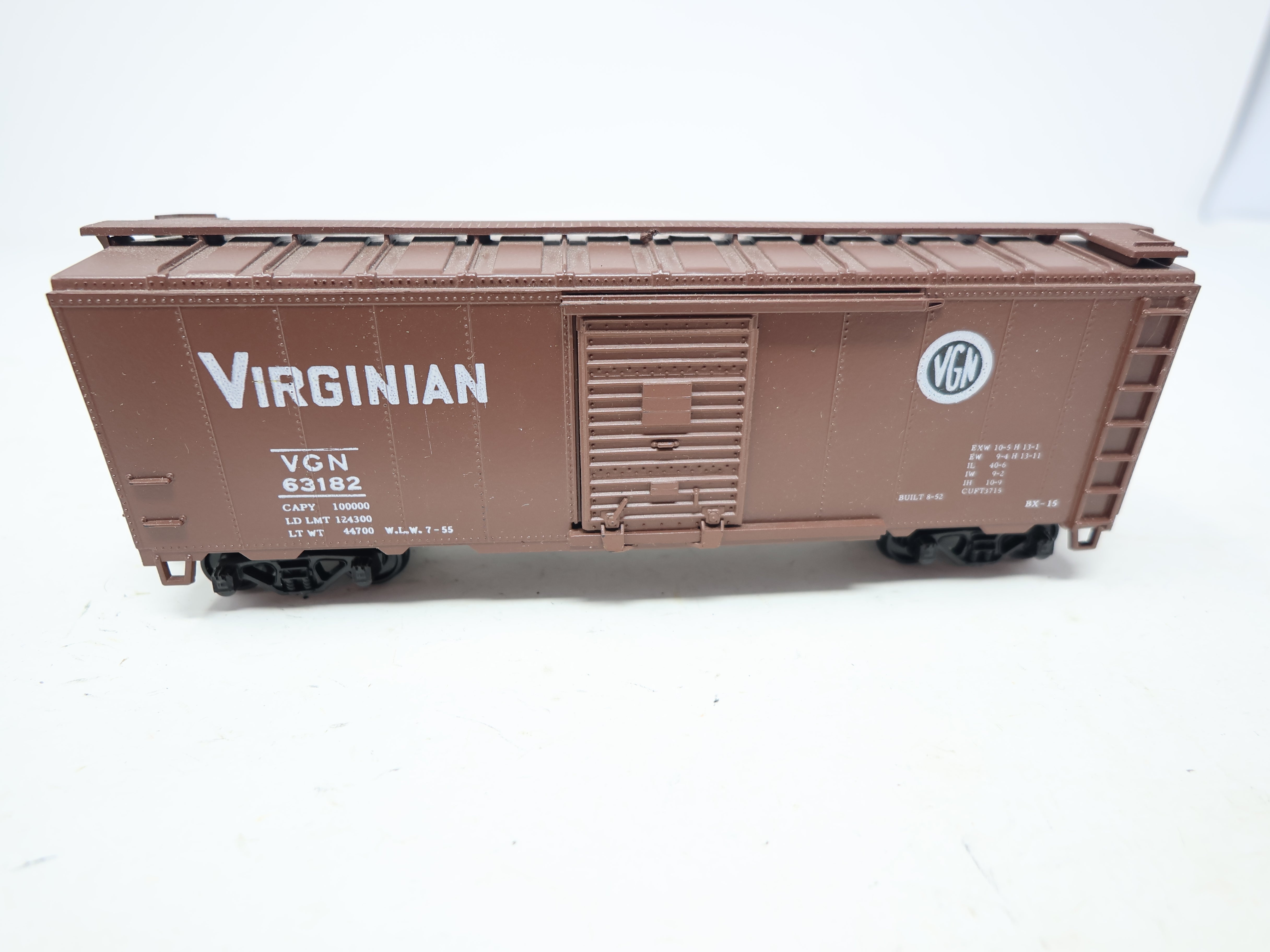 USED Athearn HO Scale, 40' Box Car, Virginian VGN #63182