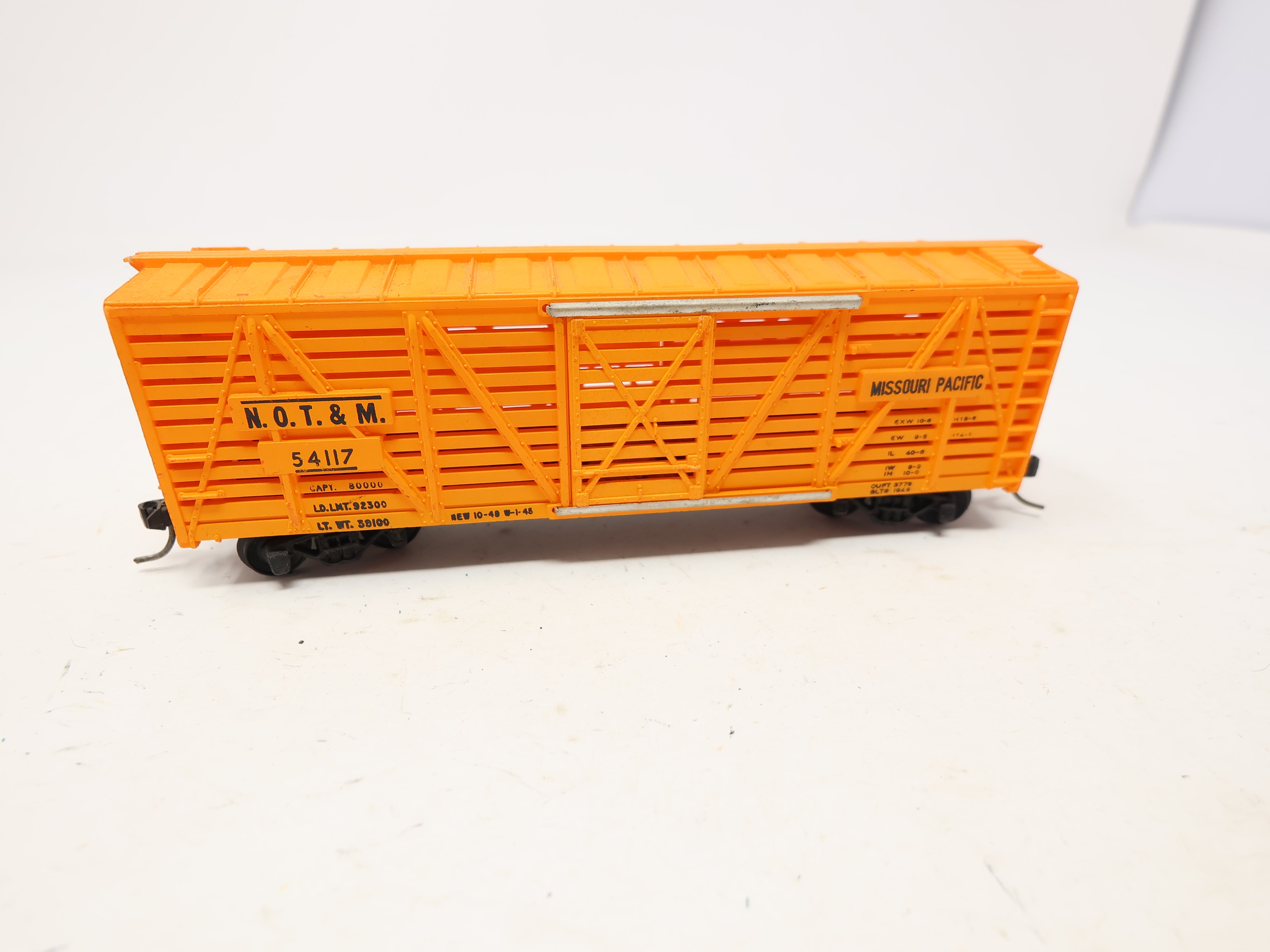 USED Mantua HO Scale, 40' Stock Car, Missouri Pacific NOT&M #54117