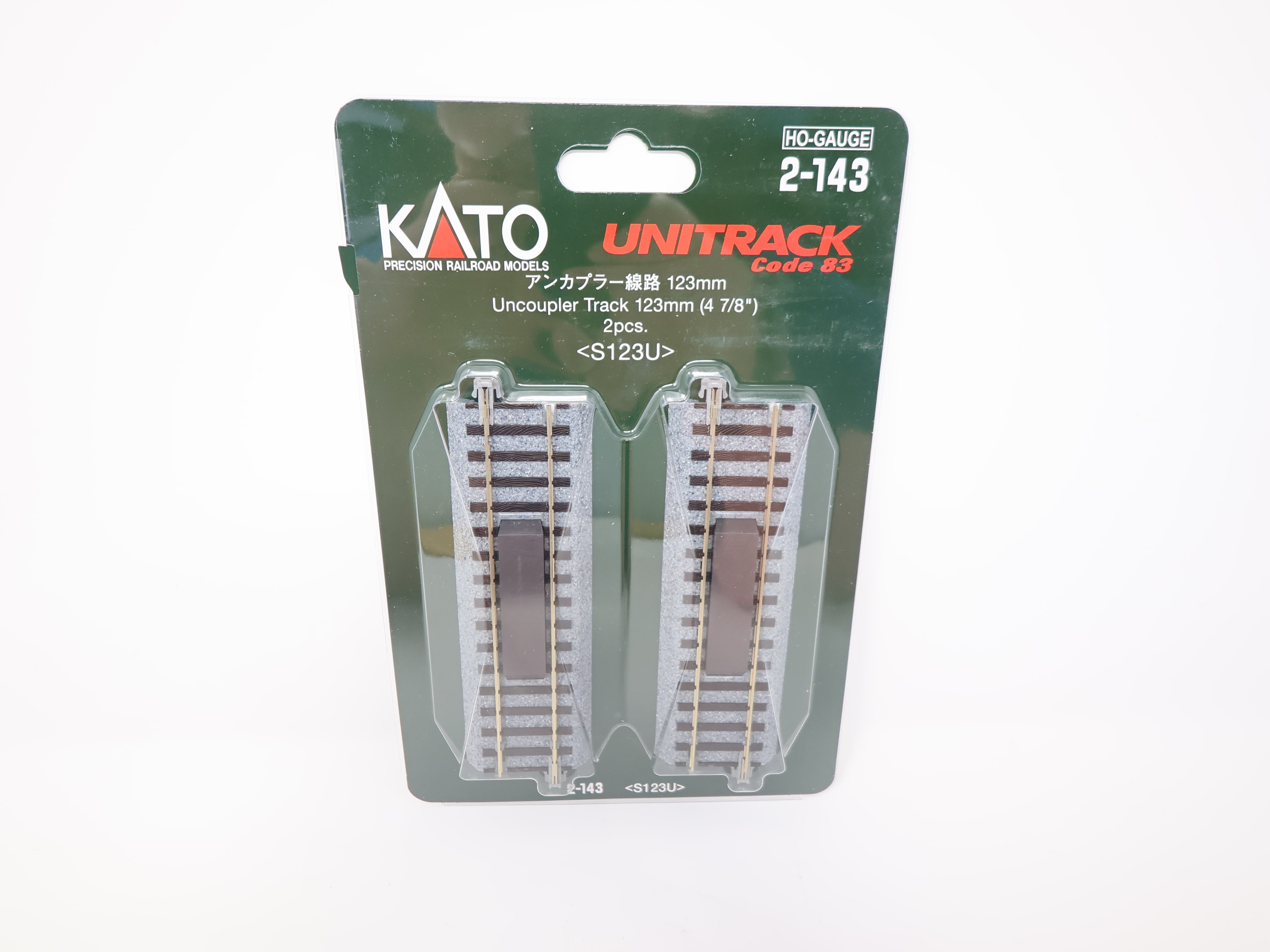 KATO 2-143 HO Scale, Unitrack 4 7/8" Uncoupler Track (2 pcs), Code 83