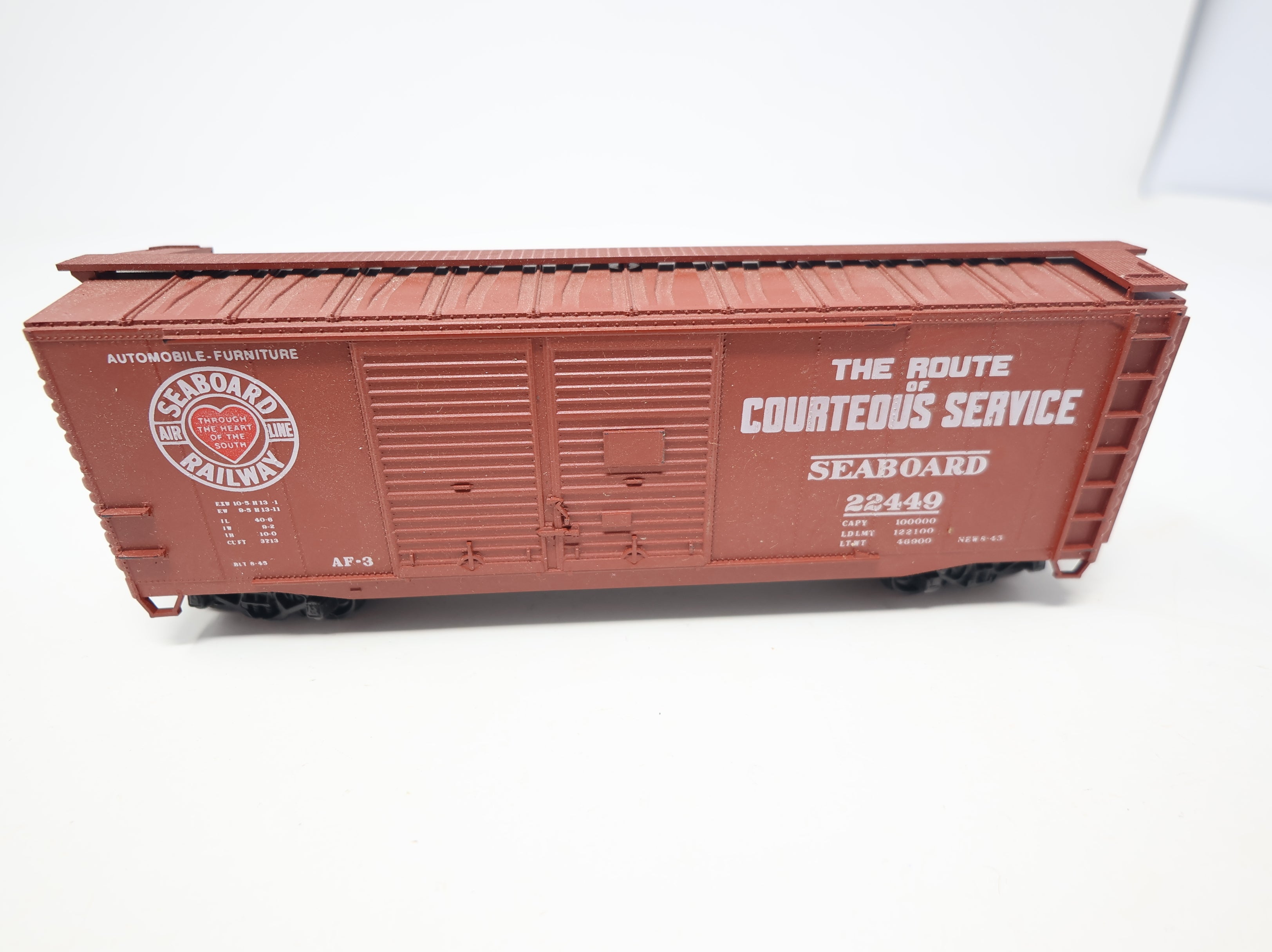 USED Accurail HO Scale 40' DD Steel Box Car Seaboard Air Line Railway #22449