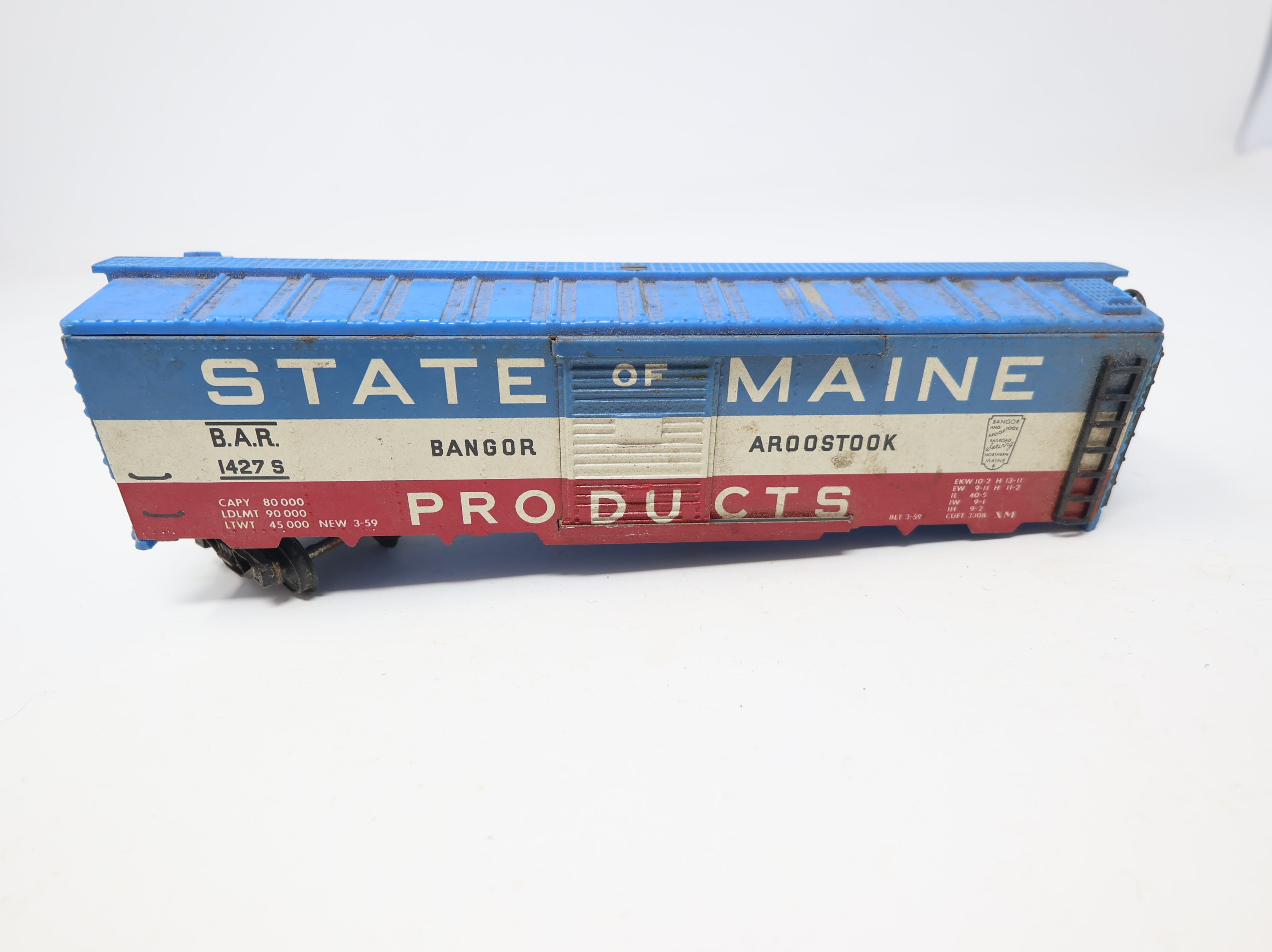 USED Fleischmann HO Scale 42' Box Car Bangor & Aroostook BAR #1427