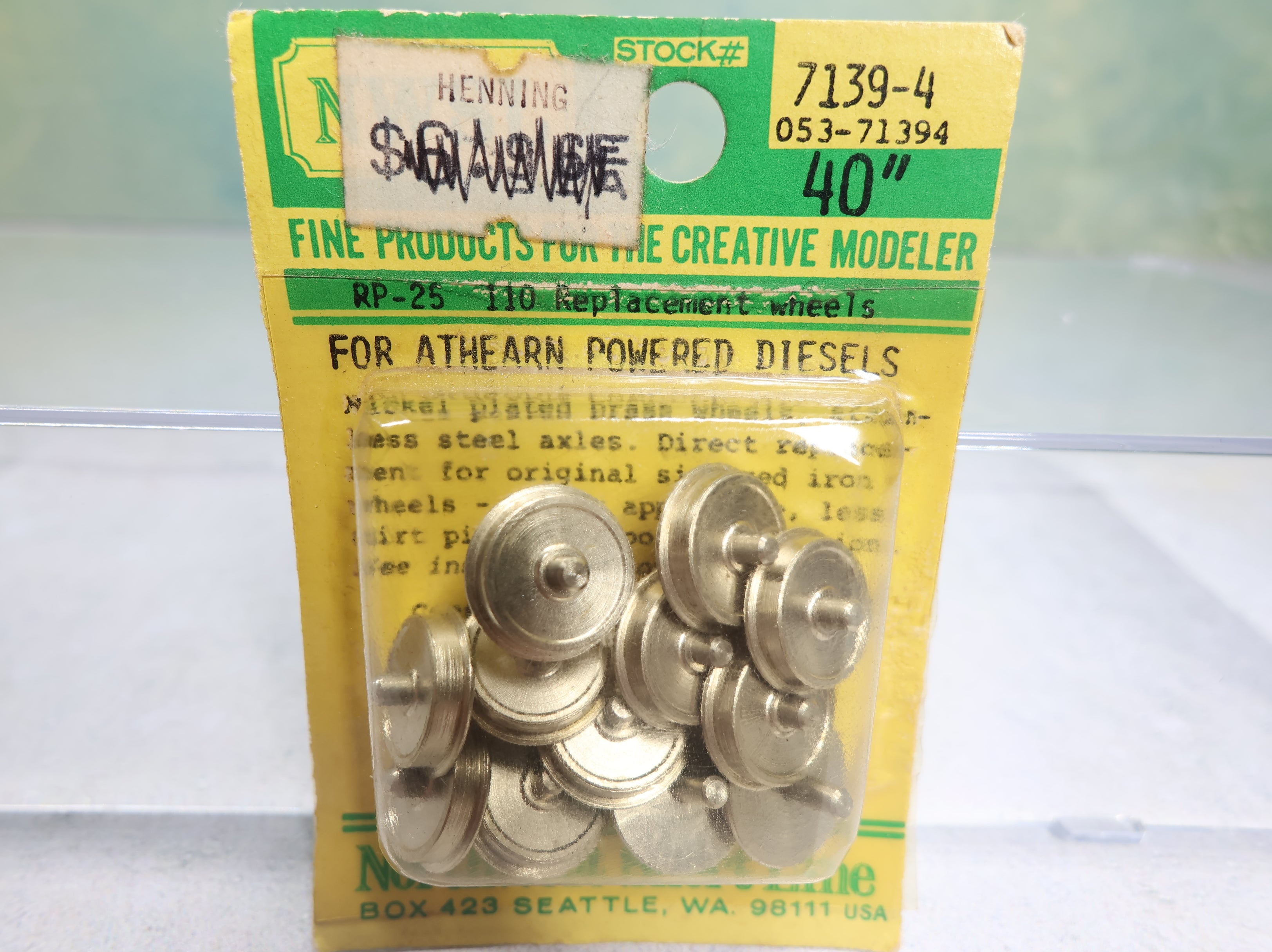 Northwest Short Line #7139-4 HO Scale RP-25 Replacement Wheels For Athearn Powered Diesels, Nickel Plated Brass