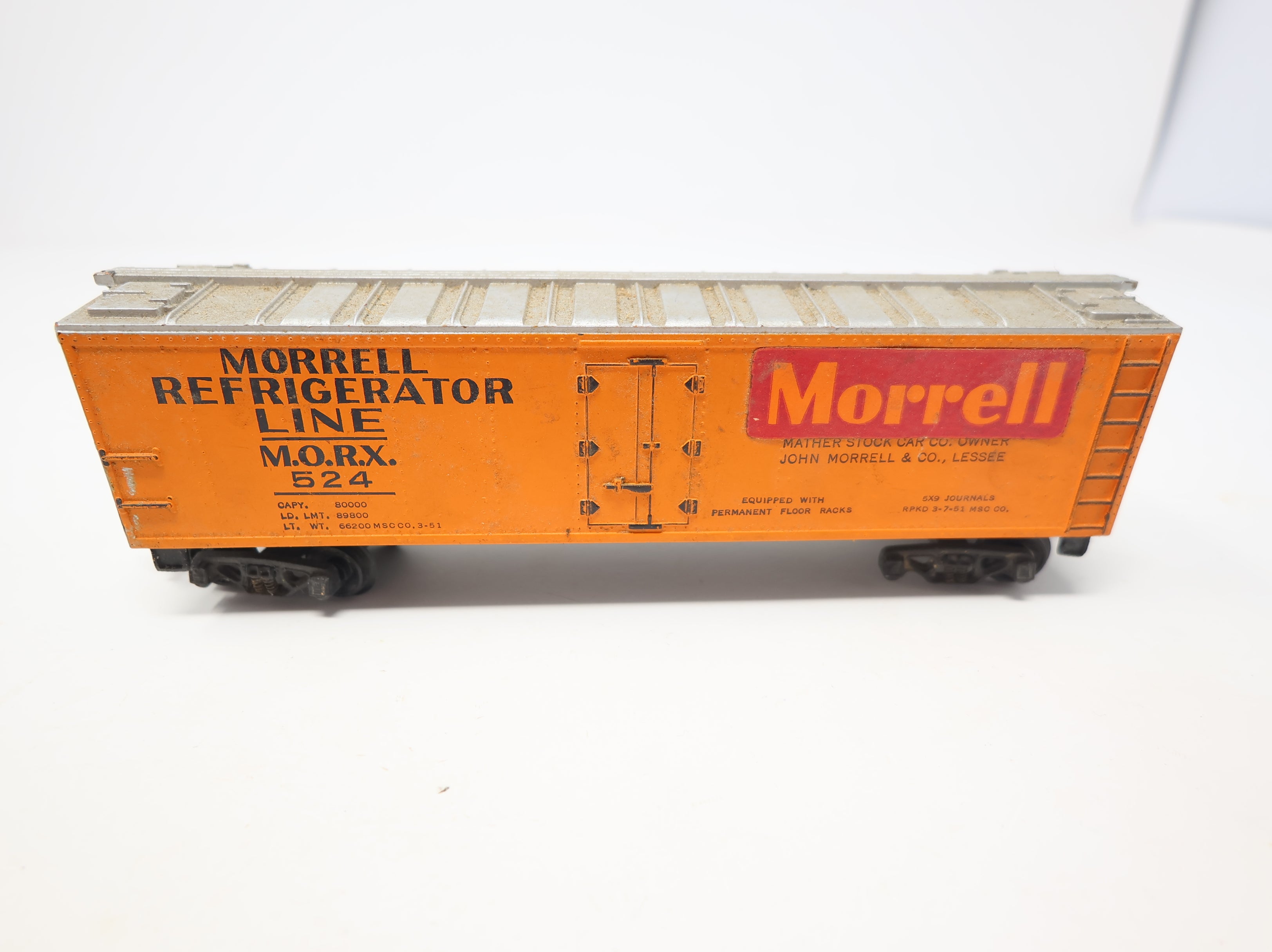 USED Gilbert HO Scale 40' Reefer Box Car Morrell MORX #524