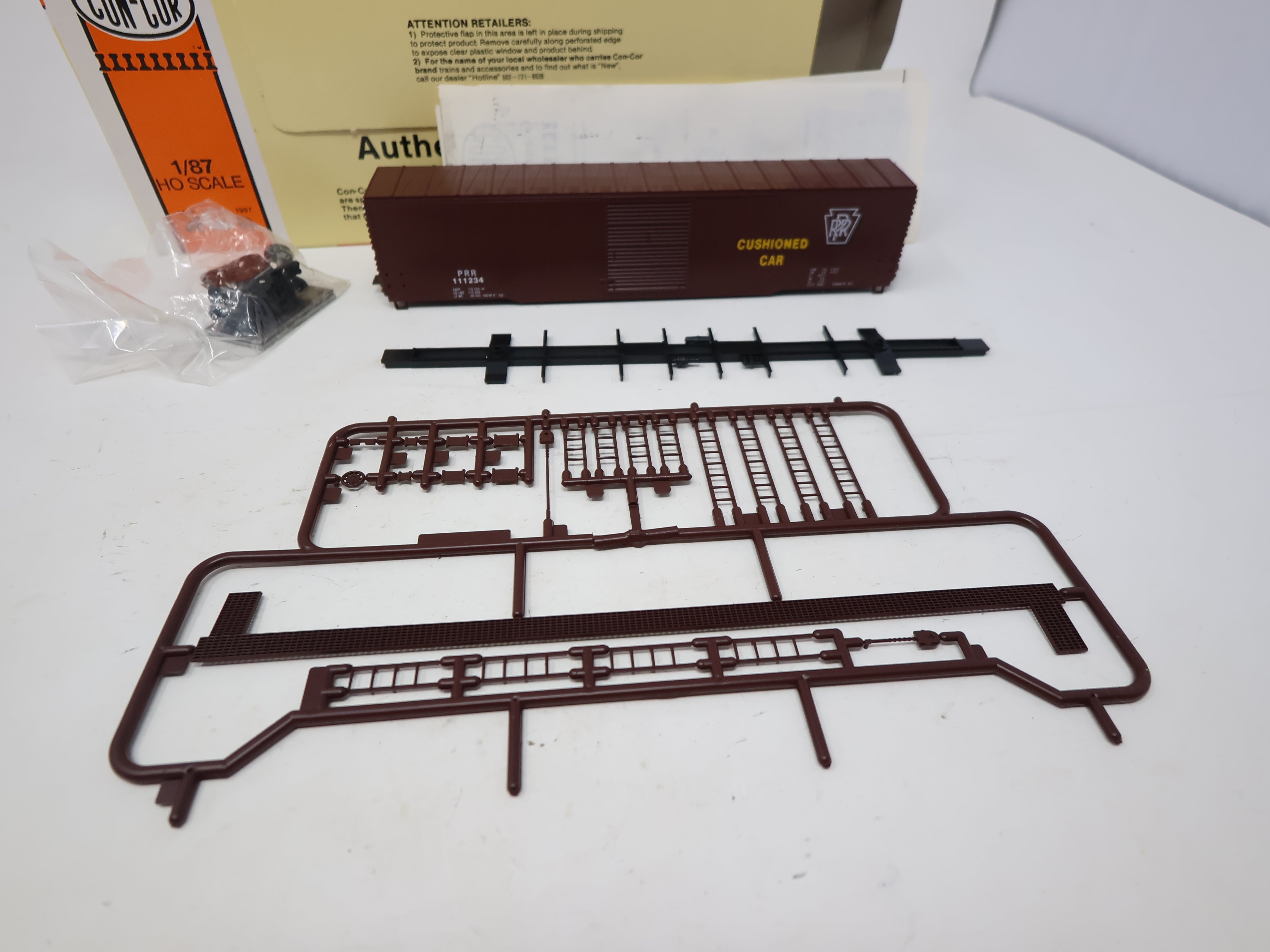 USED Con-Cor #1-551 HO Scale, 60' Single Door Box Car, Pennsylvania PRR #111234, Car4/12 (KIT)