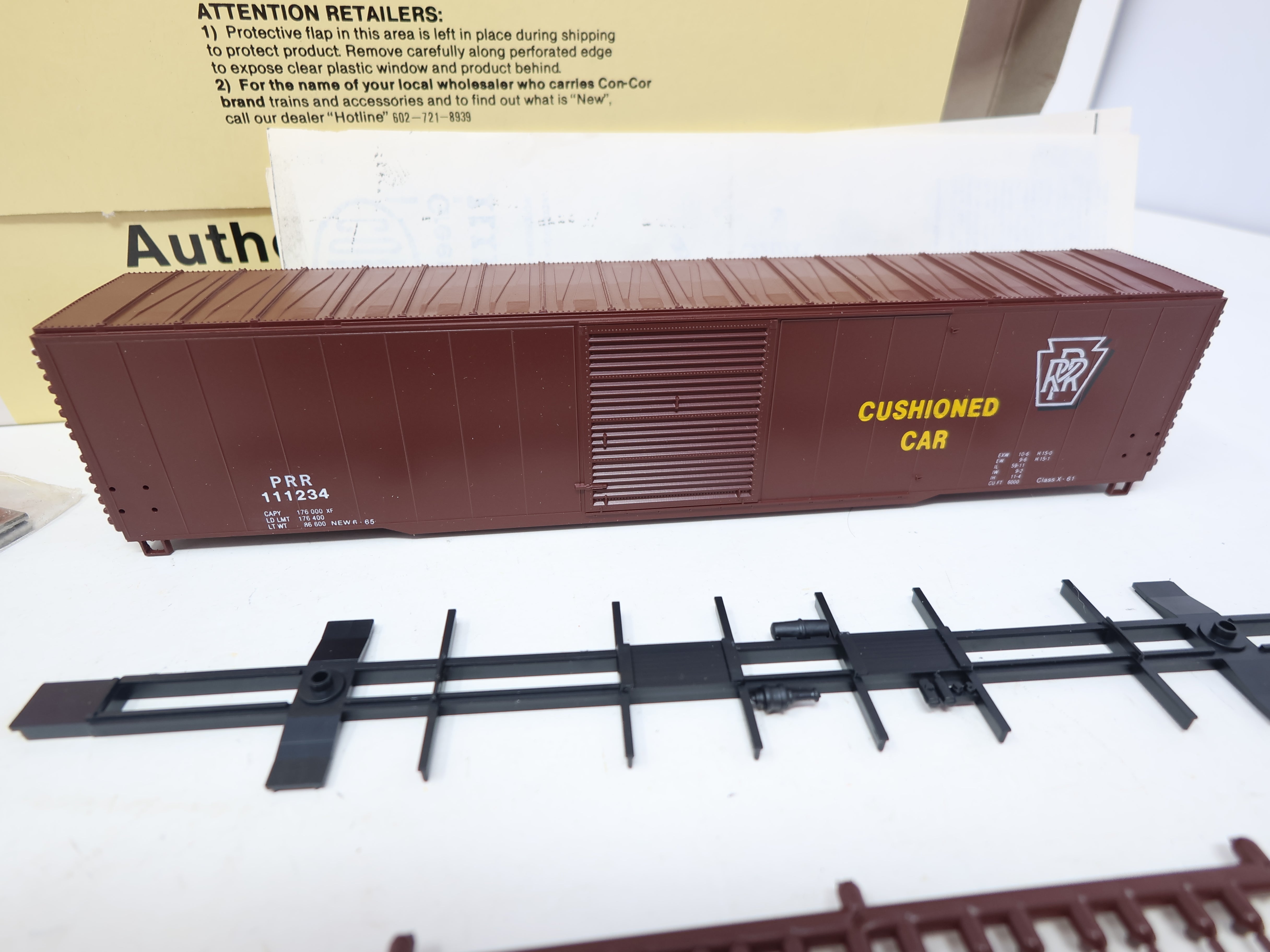 USED Con-Cor #1-551 HO Scale, 60' Single Door Box Car, Pennsylvania PRR #111234, Car4/12 (KIT)