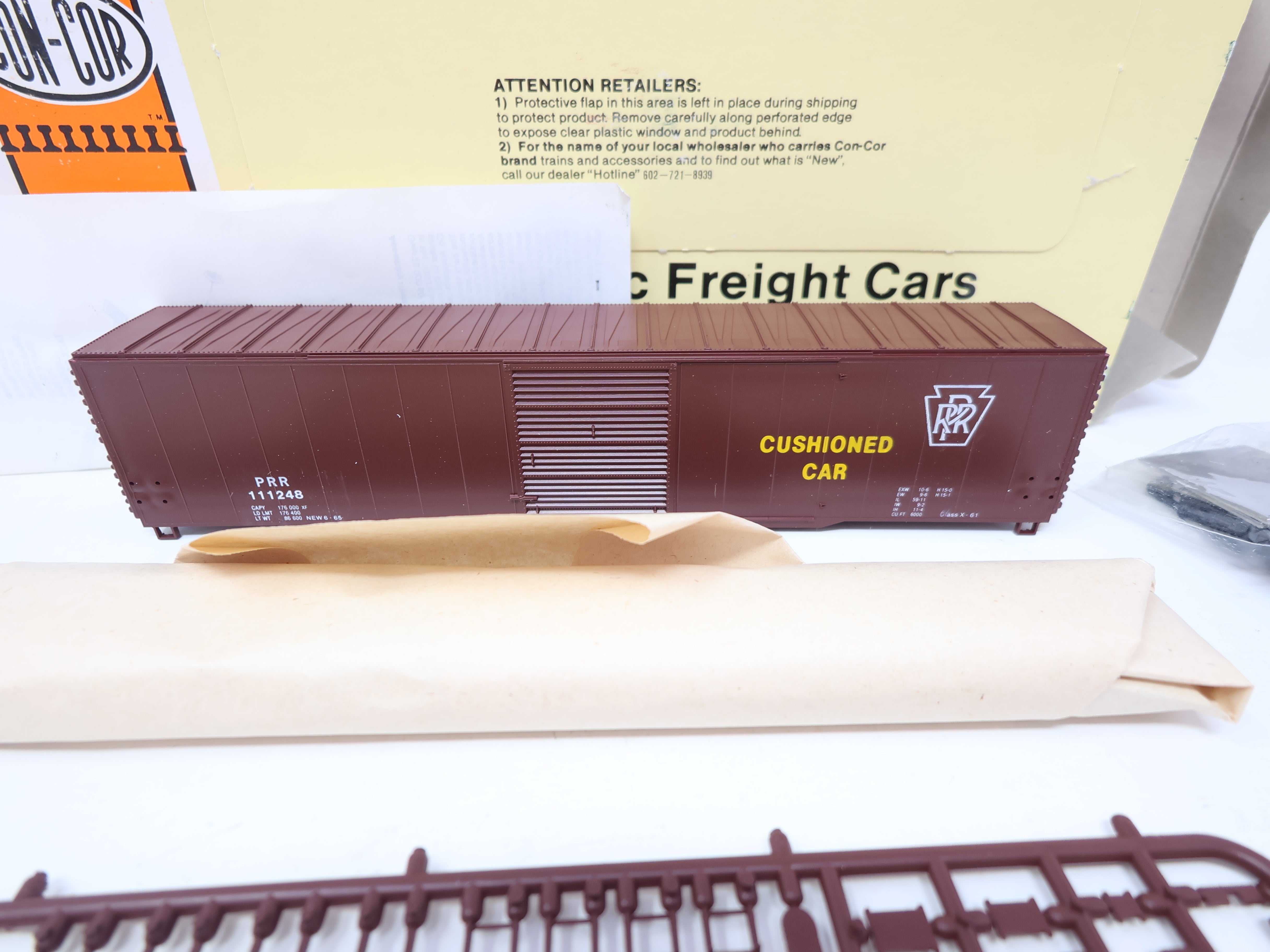 USED Con-Cor #1-551 HO Scale, 60' Single Door Box Car, Pennsylvania PRR #111248, Car7/12 (KIT)