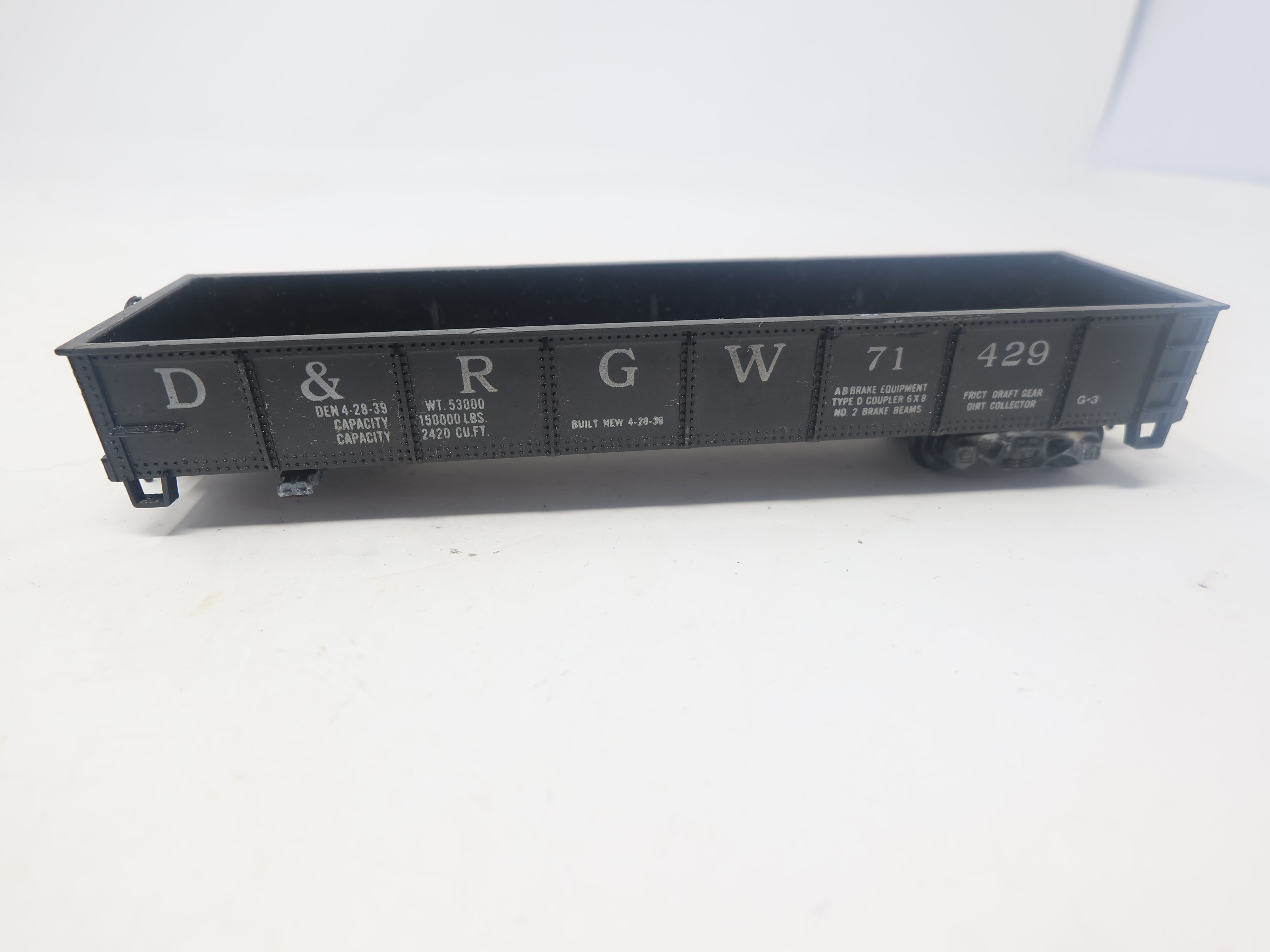 USED Varney HO Scale, Gondola, D&RGW #71429