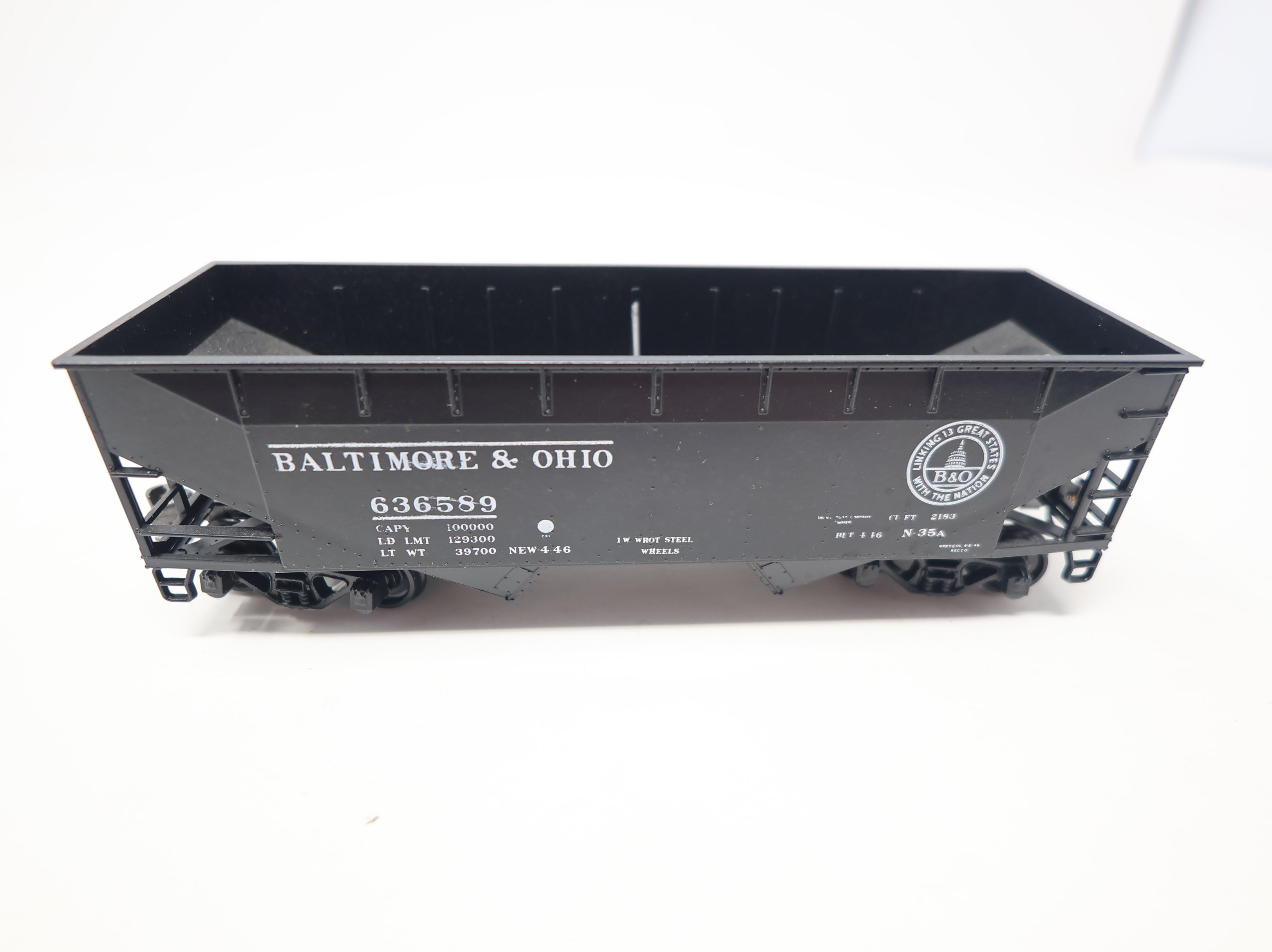 USED Athearn HO Scale 2 Bay Open Hopper Baltimore and Ohio #636589