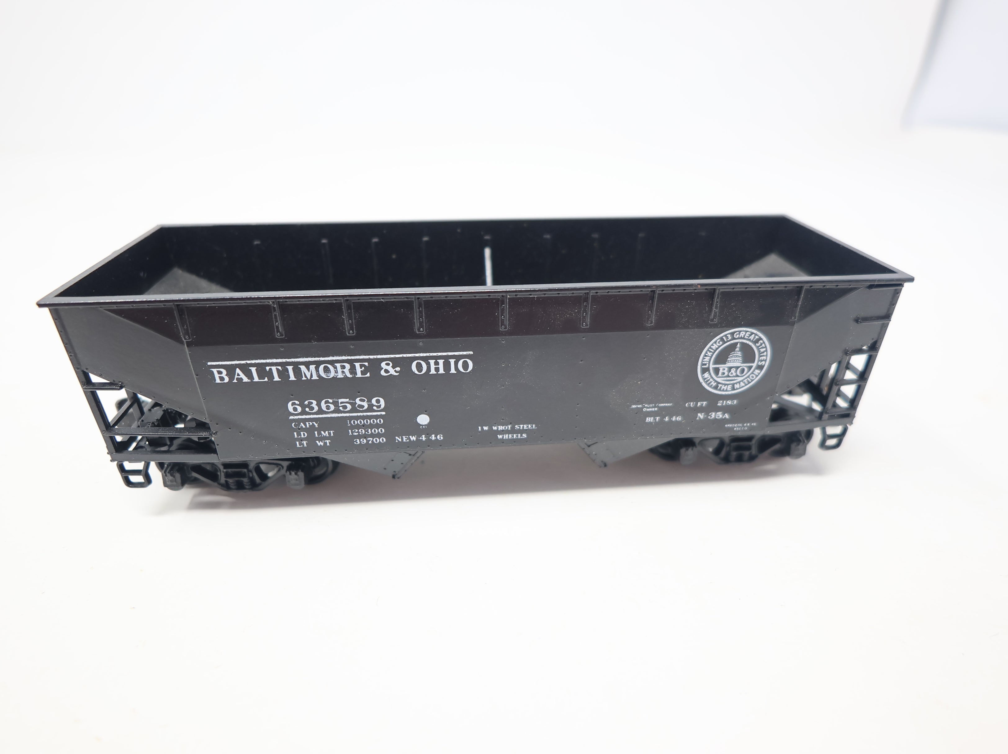 USED Athearn HO Scale 2 Bay Open Hopper Baltimore and Ohio #636589