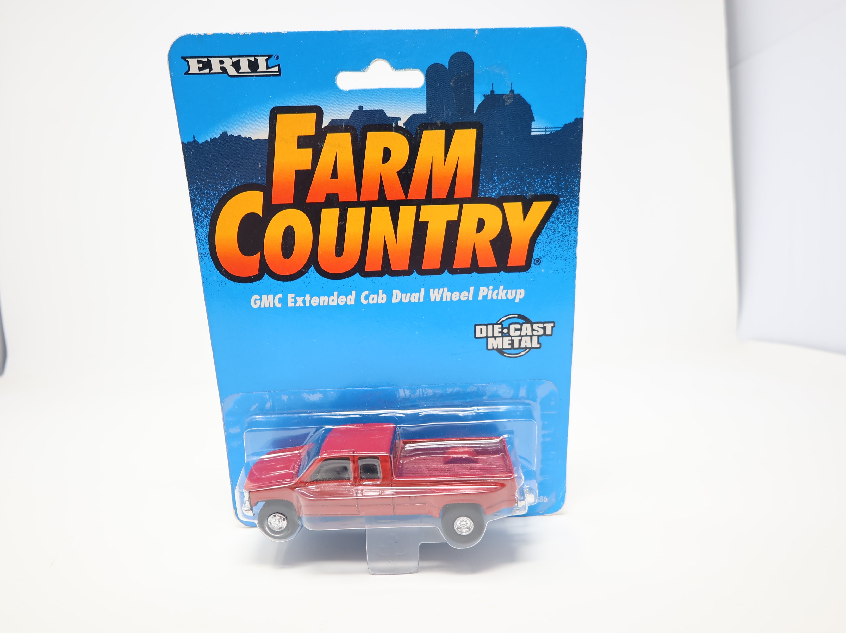 USED ERTL 4386 1/64 GMC Extended Cab Dual Wheel Pickup Truck Red Diecast Metal (Sealed) Farm Country