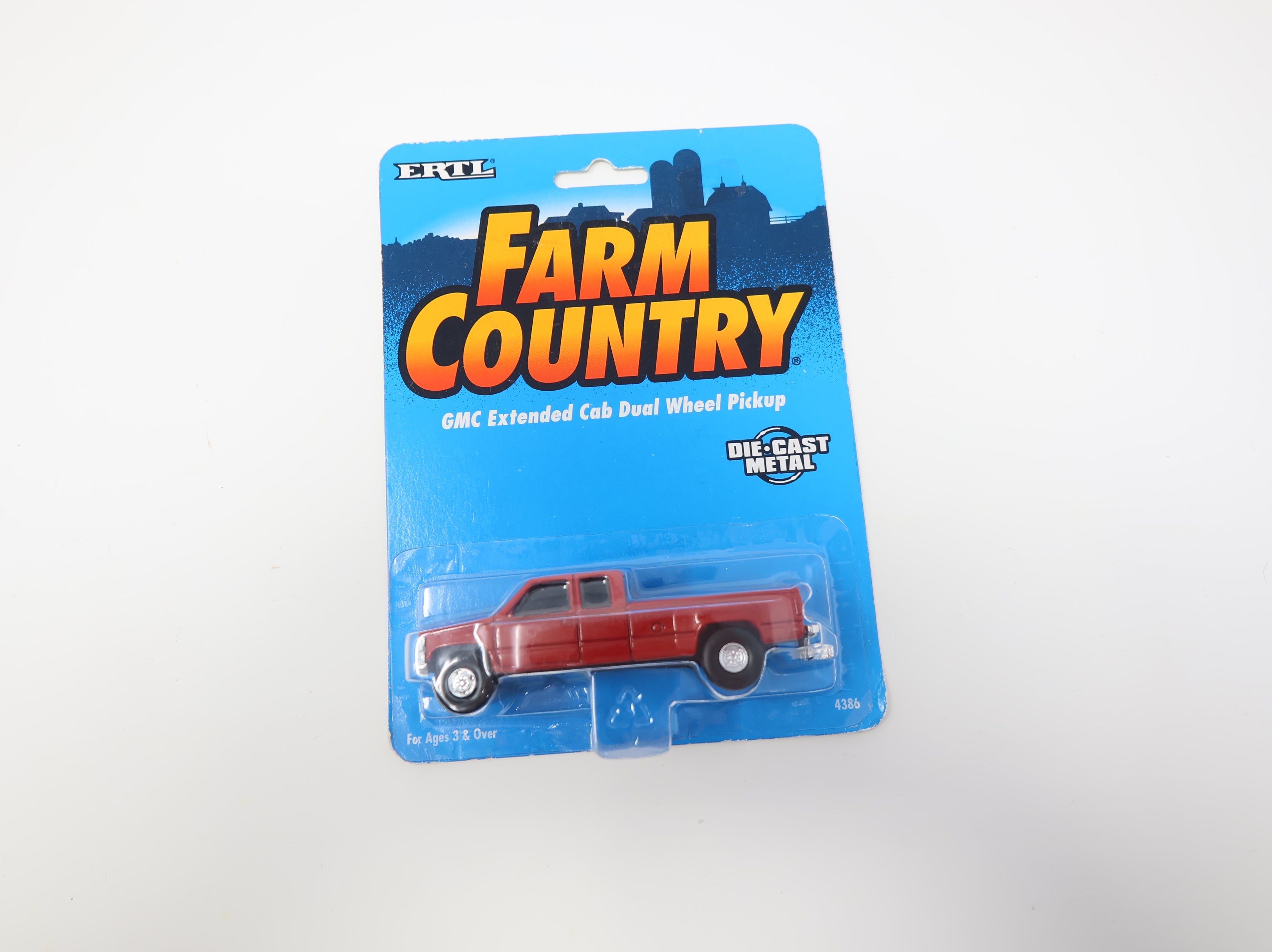 USED ERTL 4386 1/64 GMC Extended Cab Dual Wheel Pickup Truck Red Diecast Metal (Sealed) Farm Country