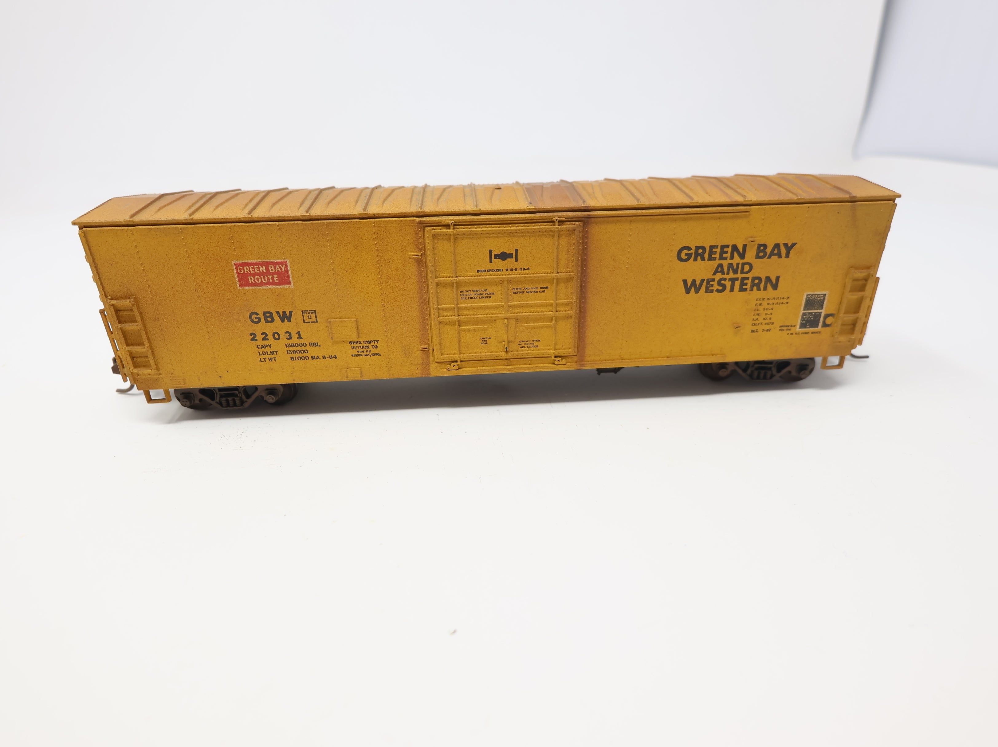 USED HO Scale 50' Box Car Green Bay and Western GBW #22031 Weathered