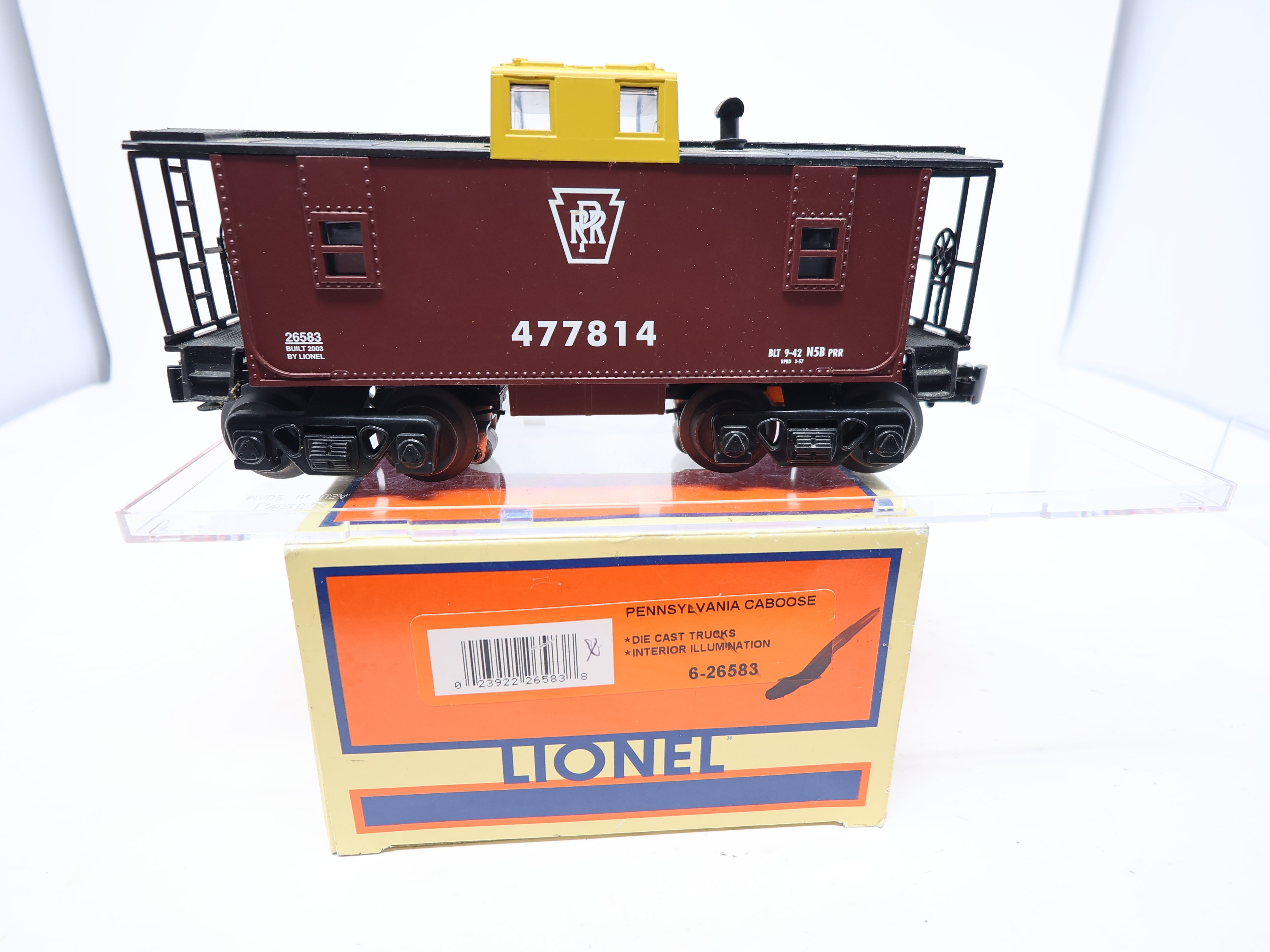 USED Lionel 6-26583 O, Caboose, Pennsylvania #477814, w/ Interior Lights