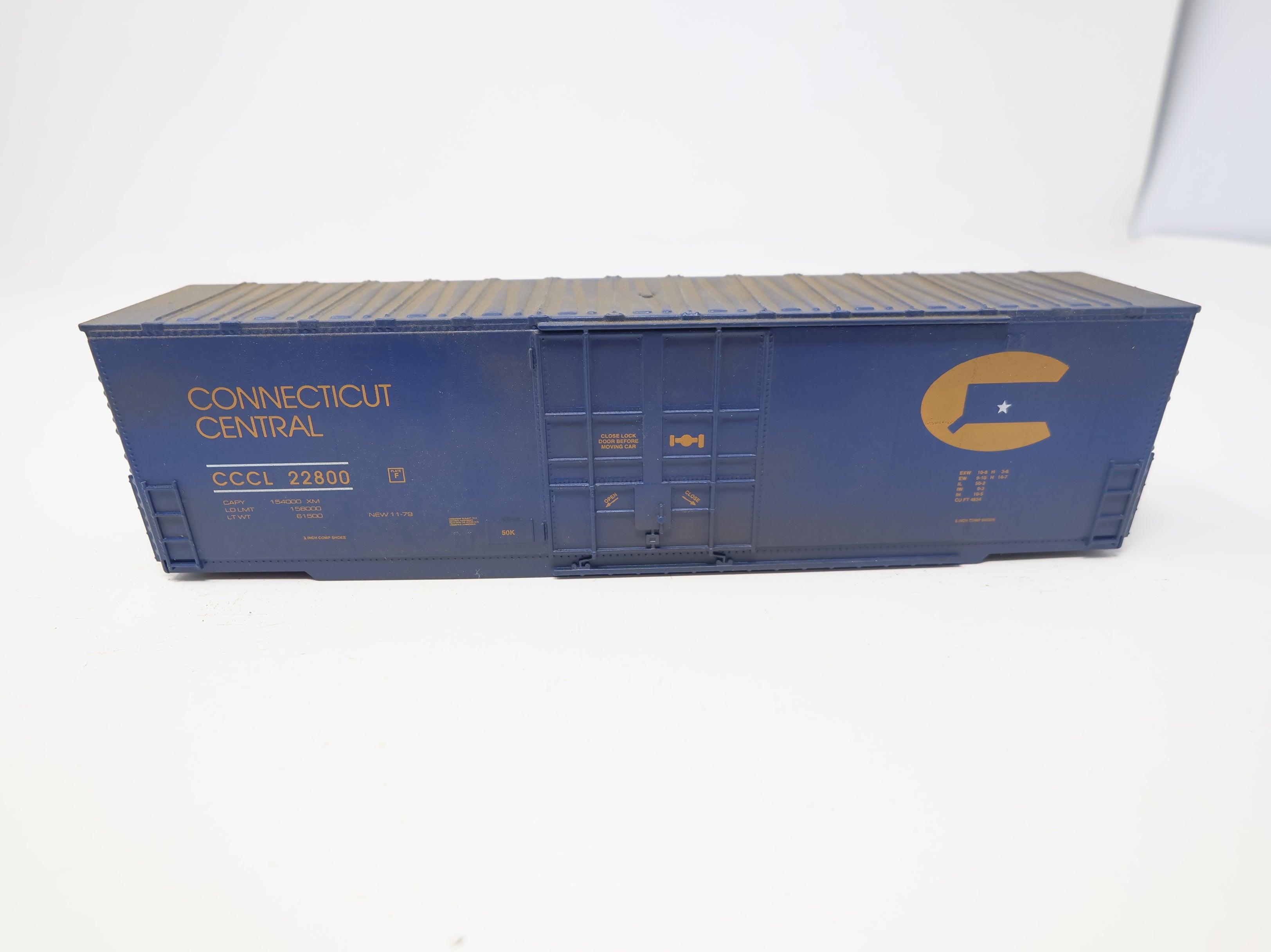 USED HO Scale 50' Box Car Connecticut Central Railroad CCCL #22800 Weathered