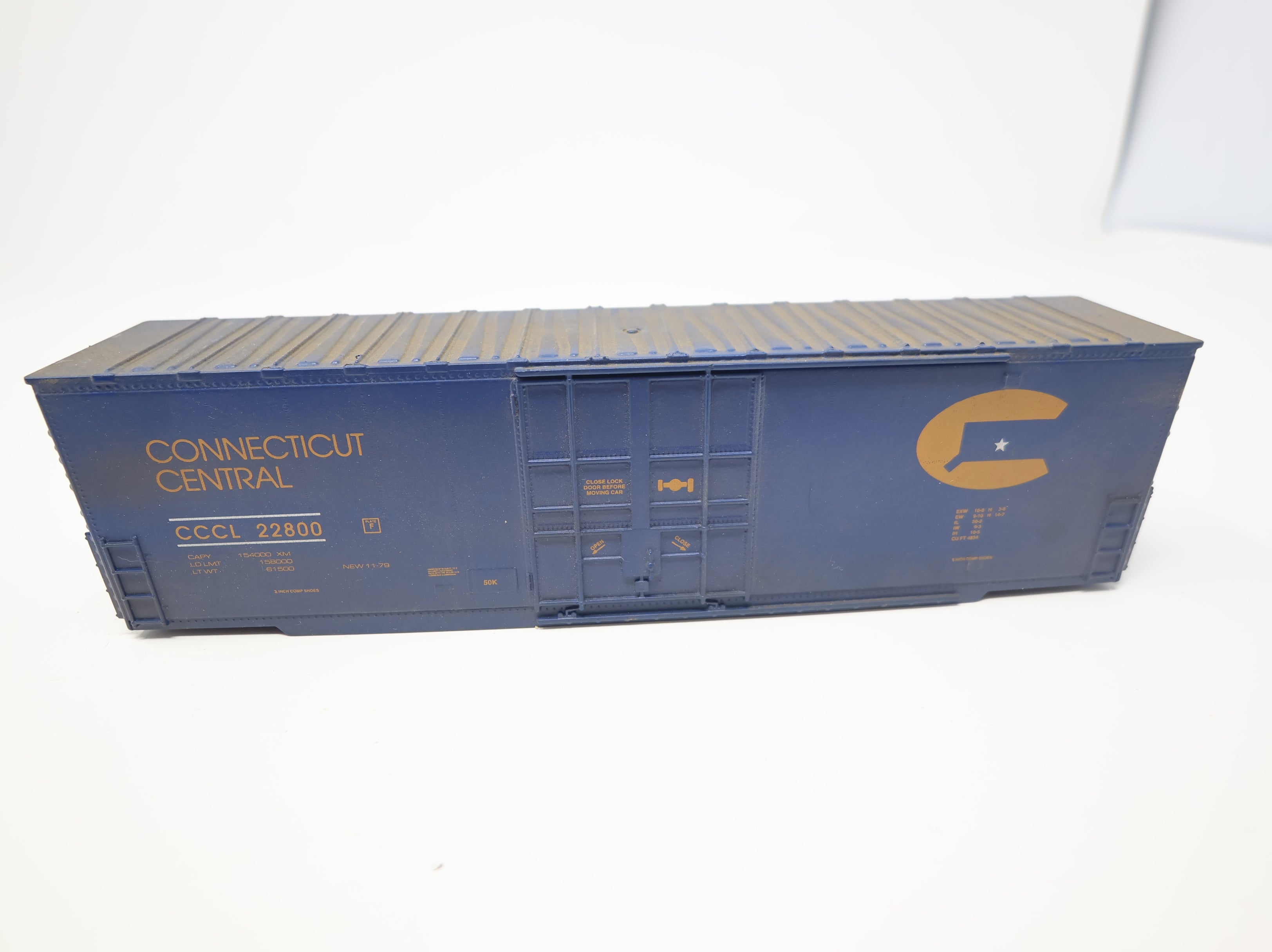 USED HO Scale 50' Box Car Connecticut Central Railroad CCCL #22800 Weathered