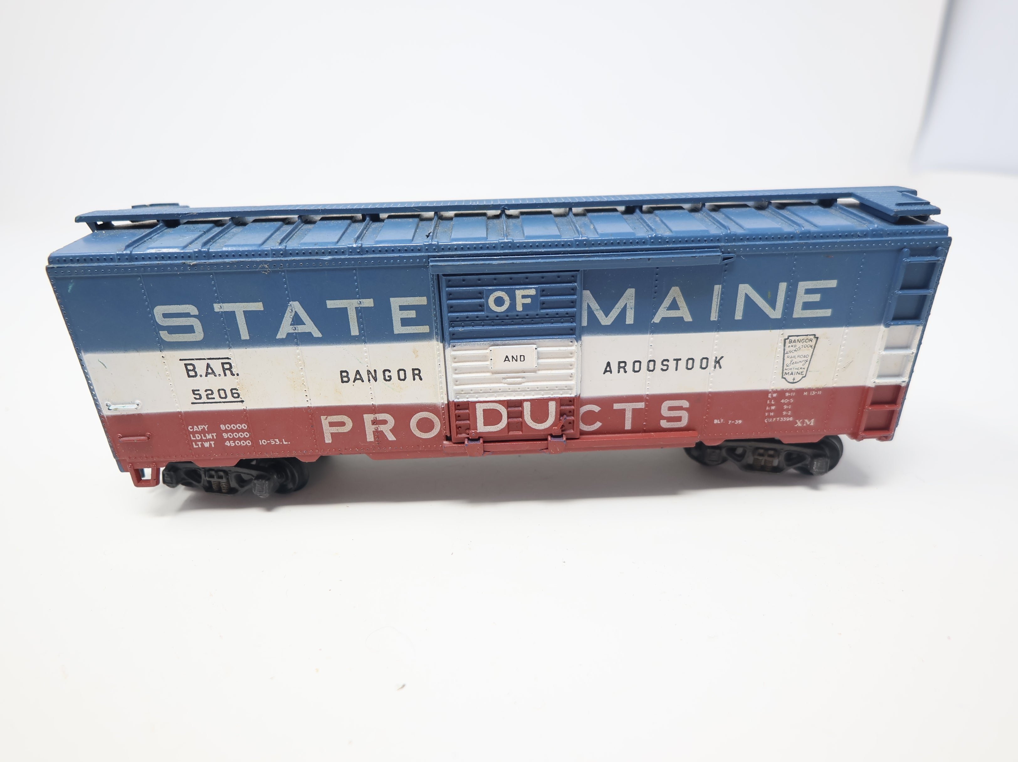 USED Athearn HO Scale 40' Steel Box Car Bangor & Aroostook BAR #5206