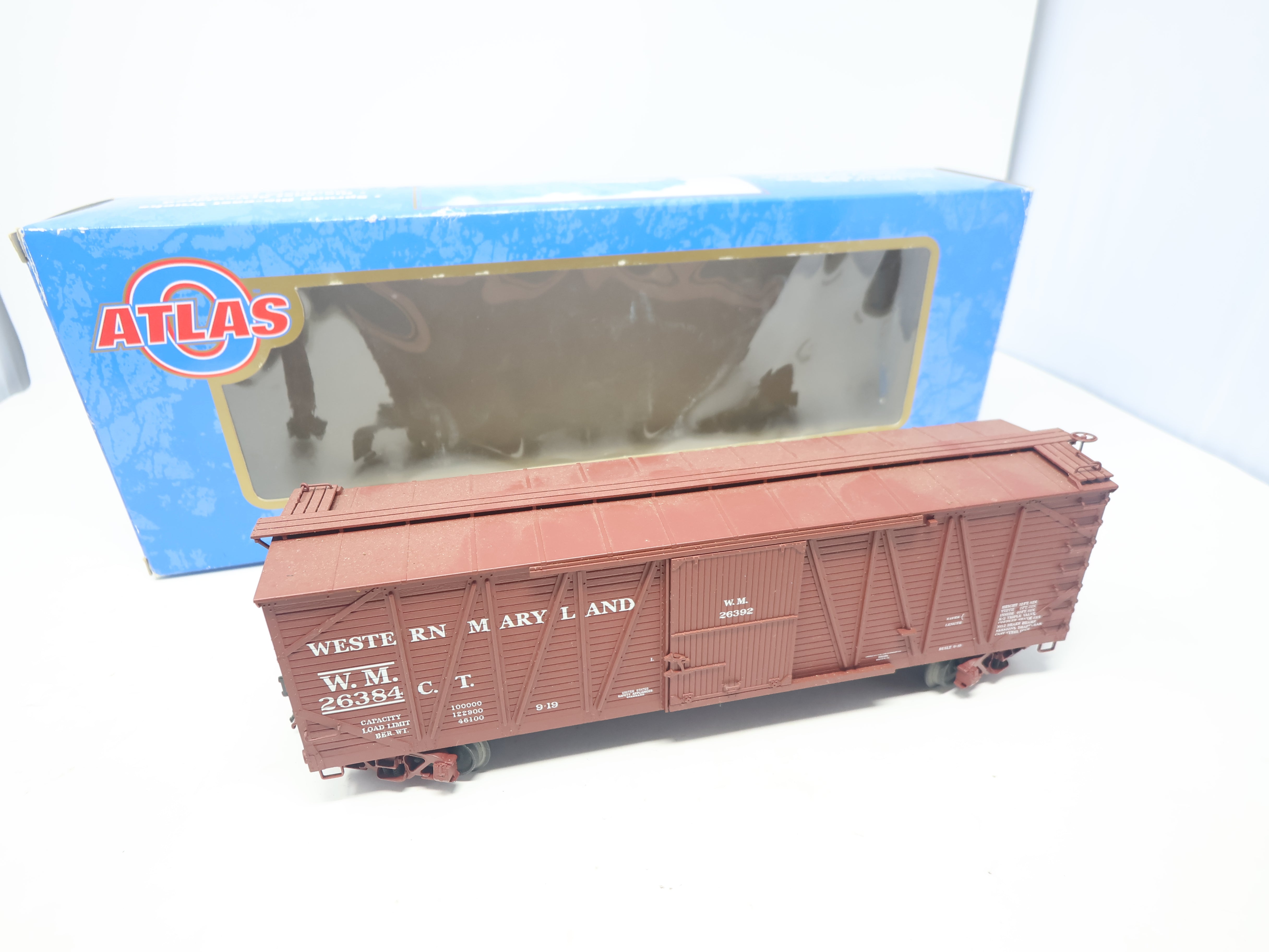 USED Atlas 1666635 O, Single Sheathed Box Car, Western Maryland WM #26384, 3-Rail