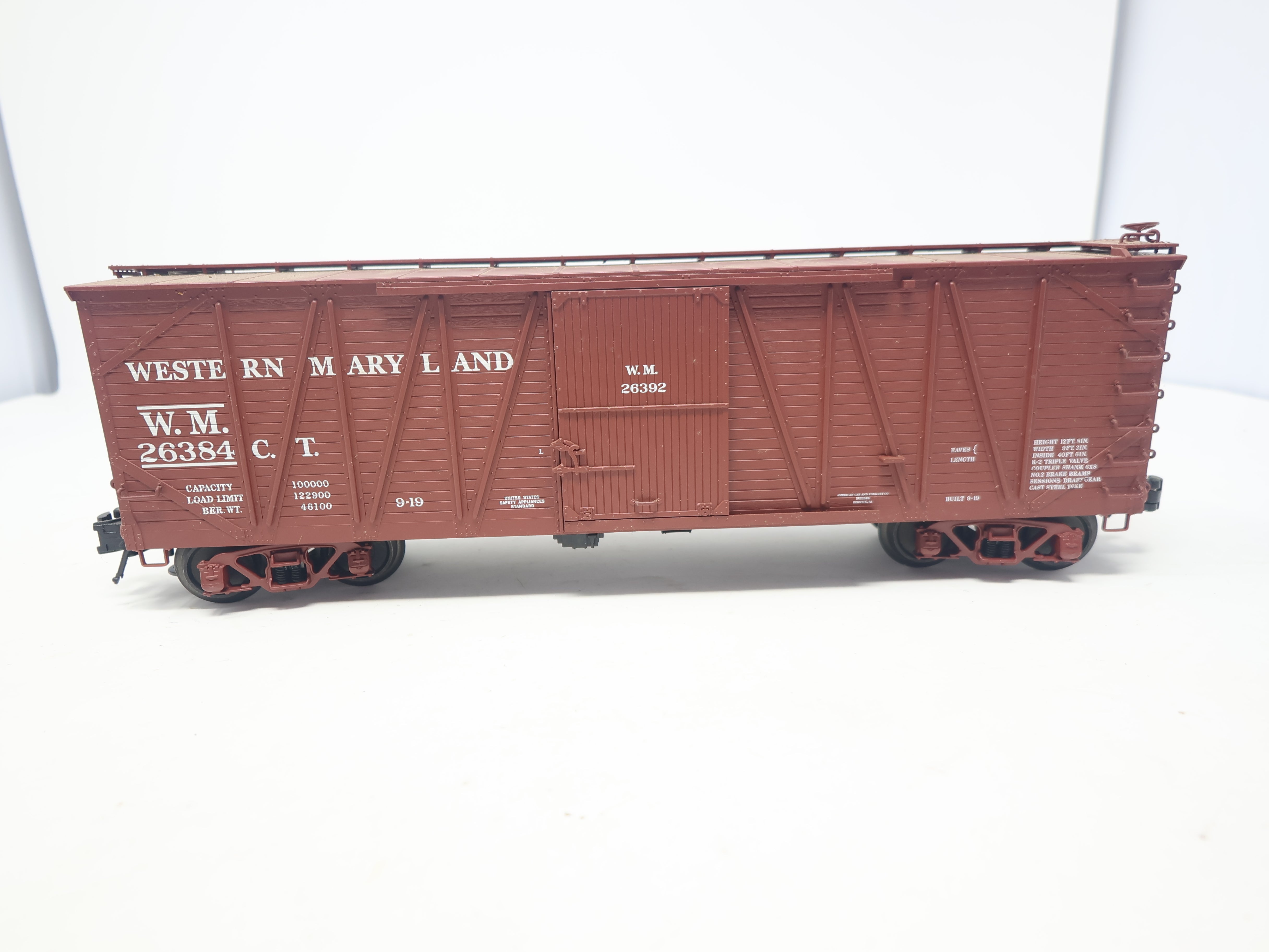 USED Atlas 1666635 O, Single Sheathed Box Car, Western Maryland WM #26384, 3-Rail