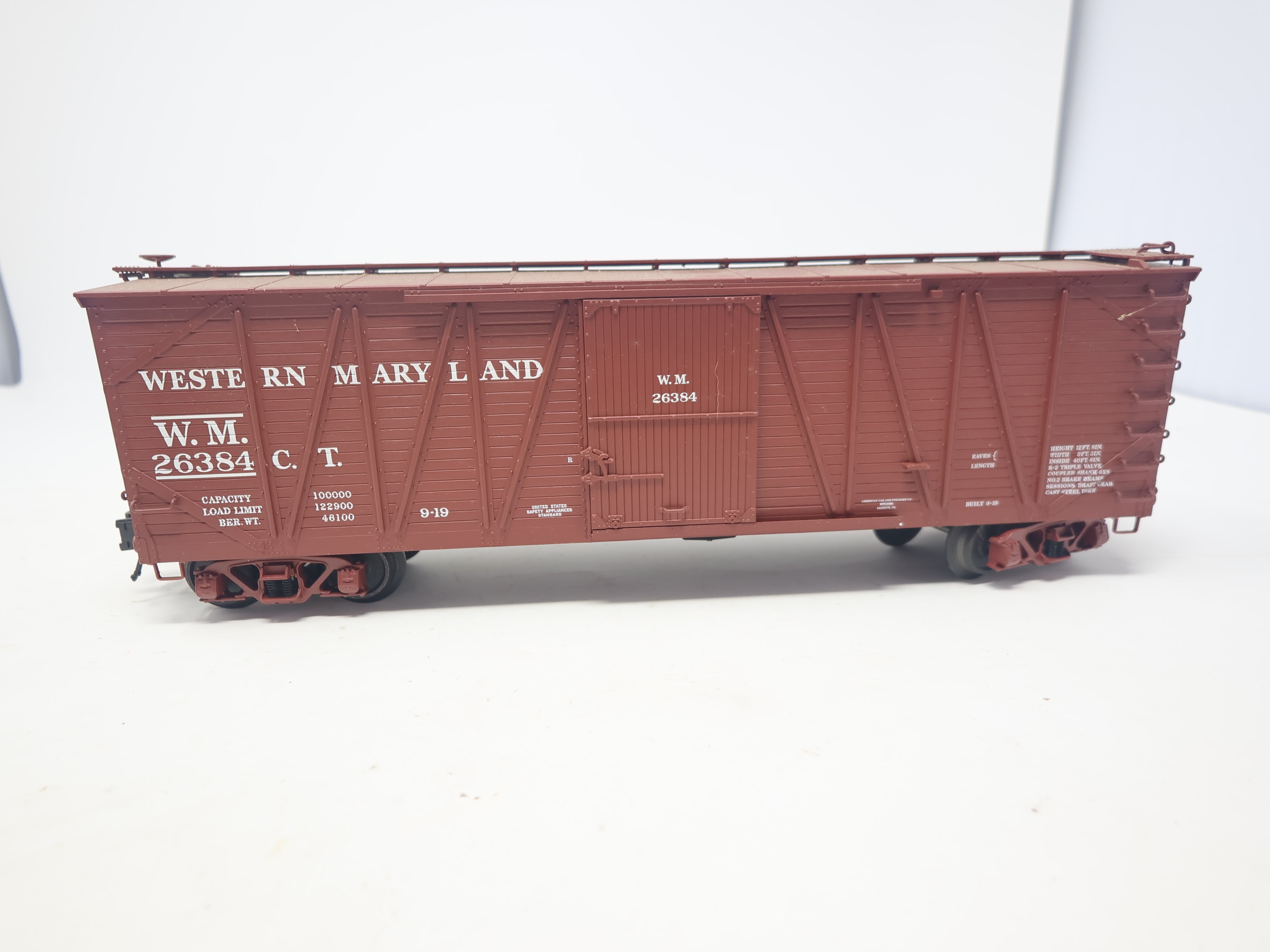 USED Atlas 1666635 O, Single Sheathed Box Car, Western Maryland WM #26384, 3-Rail