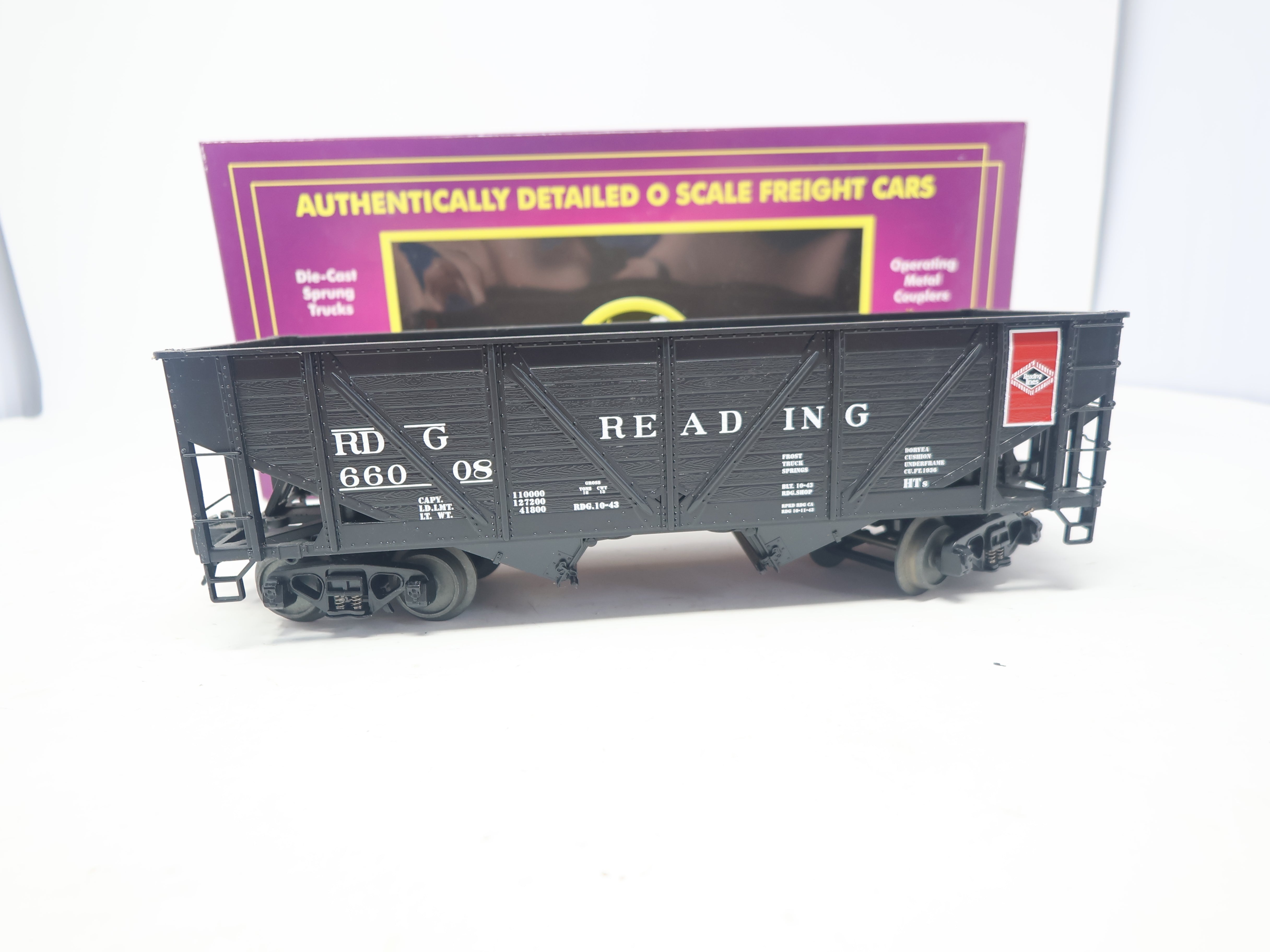 USED MTH Premier 20-90182 O, 34' AAR Composite Hopper, Reading RDG #66008