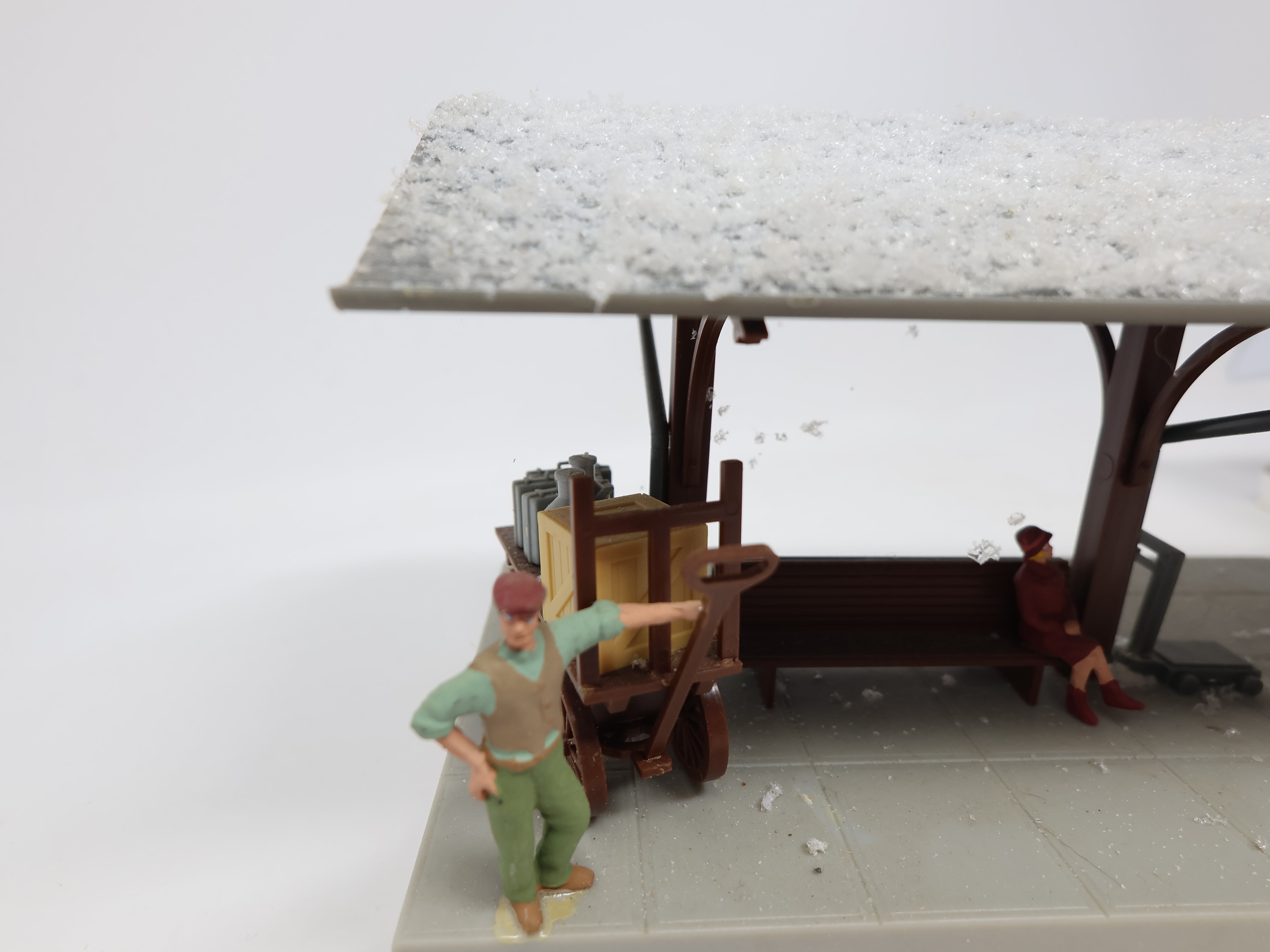 USED O, Custom Passenger Station w/ Figures and Snow