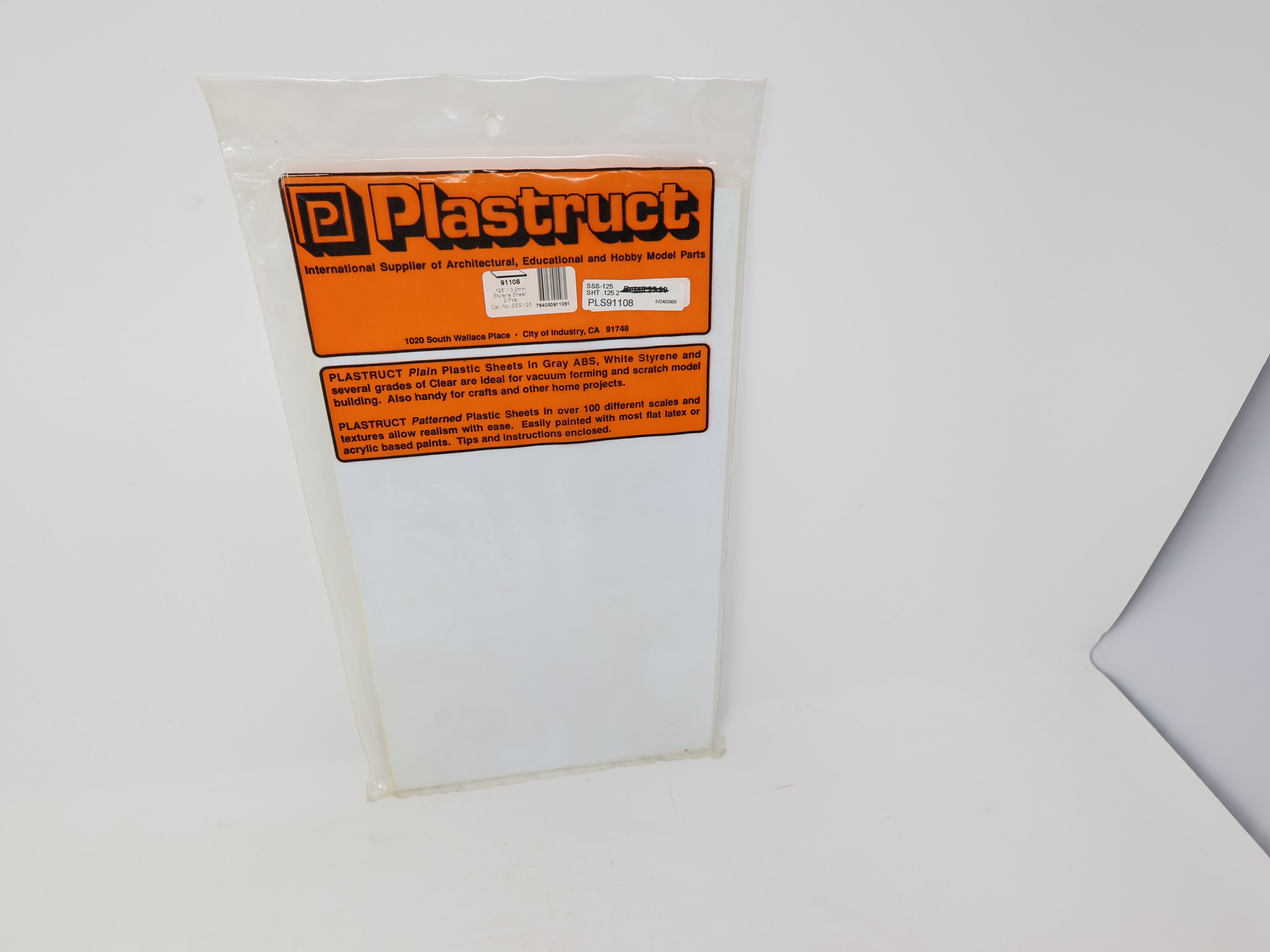 Plastruct 91108 , 0.125" (3.2mm) Styrene Sheets (2 Pcs)