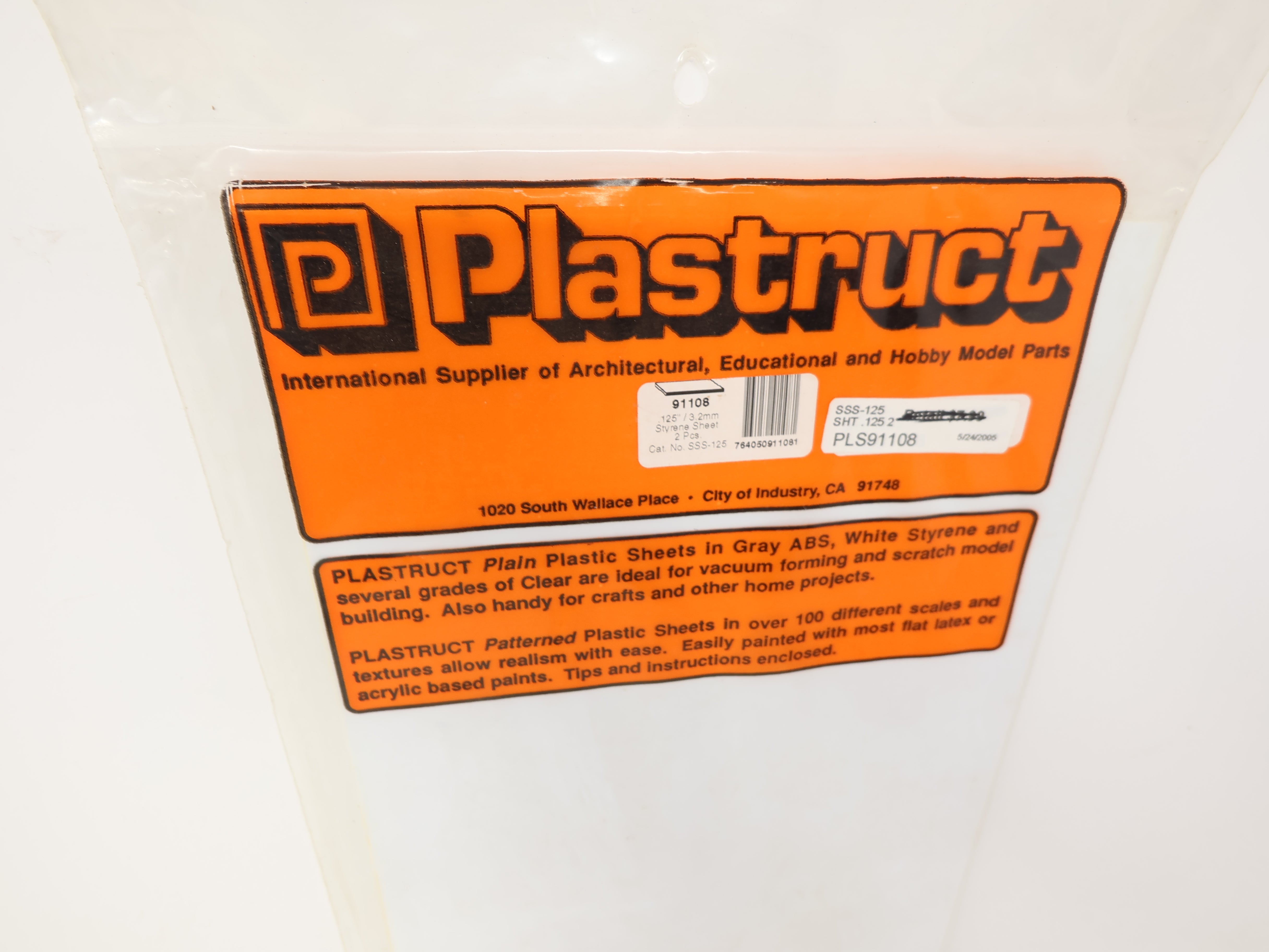 Plastruct 91108 , 0.125" (3.2mm) Styrene Sheets (2 Pcs)