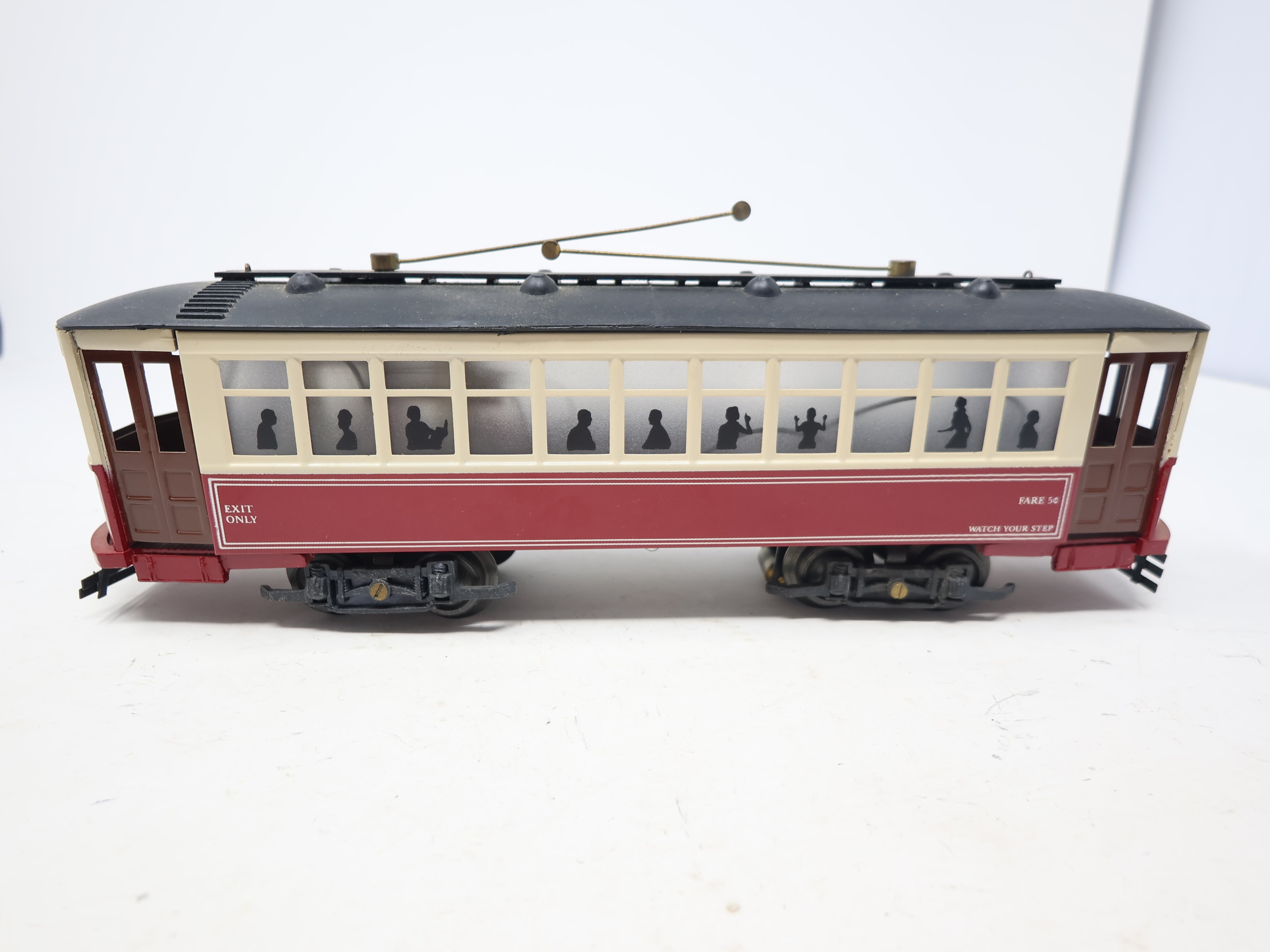 USED Bowser #551-050129 O, Powered Brill Trolley w/ Red & Cream Body, Parts/Repairs