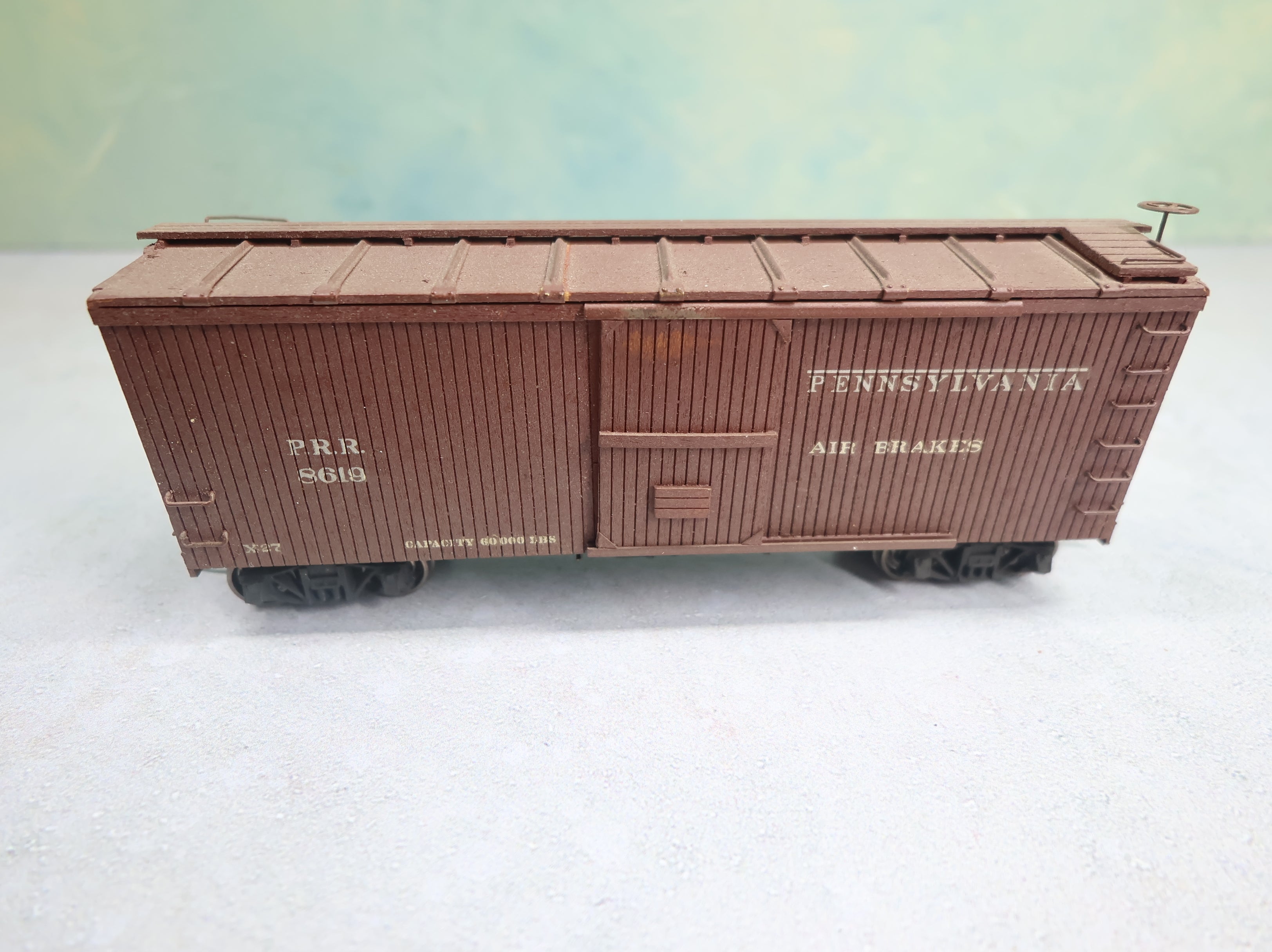 USED HO Scale 36' Wooden Box Car Pennsylvania PRR #8619 Custom Wood Built Kit