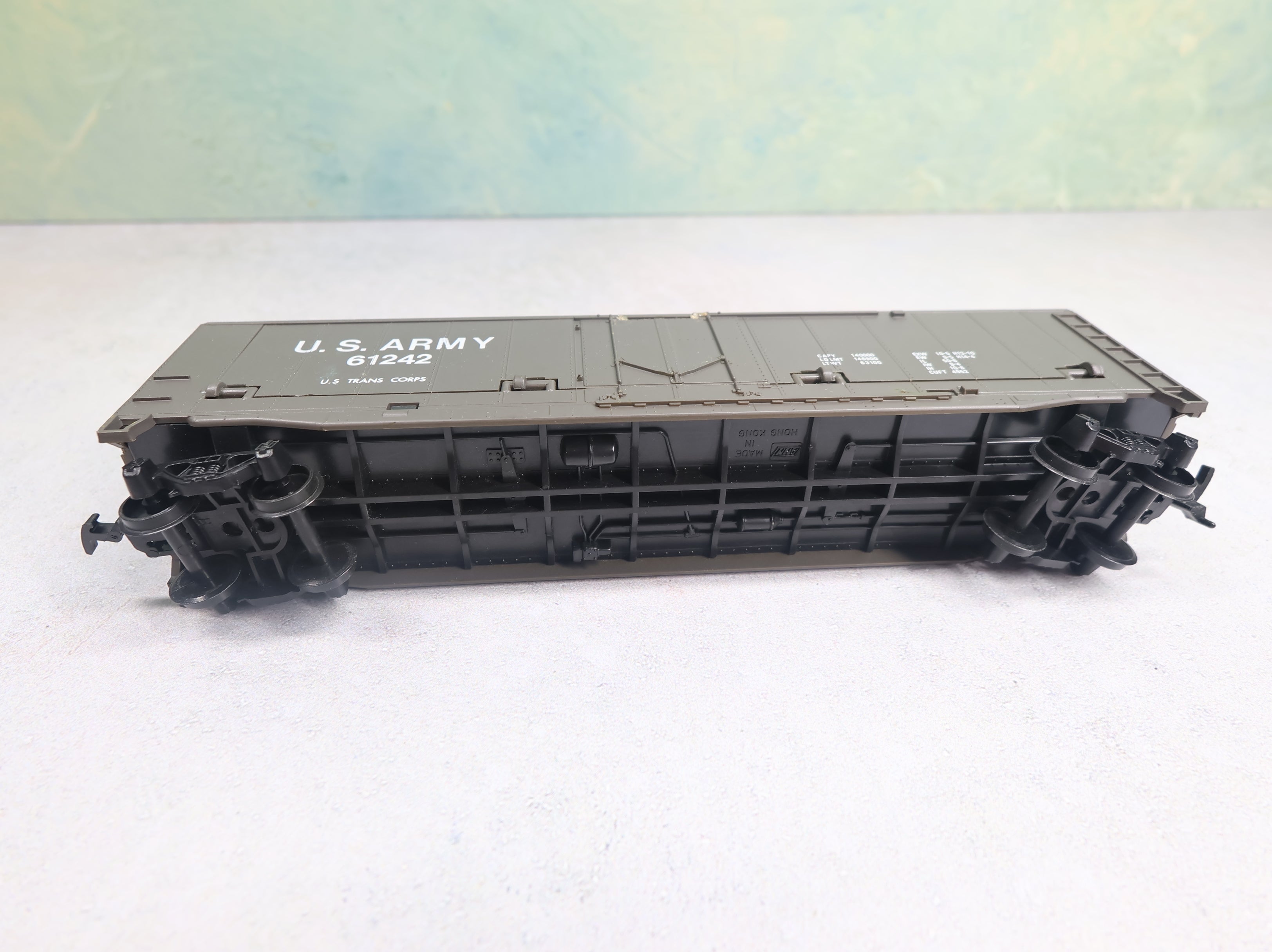 USED AHM HO Scale 50' Box Car w/ Hidden Artillery Tank Buster US Army #61242