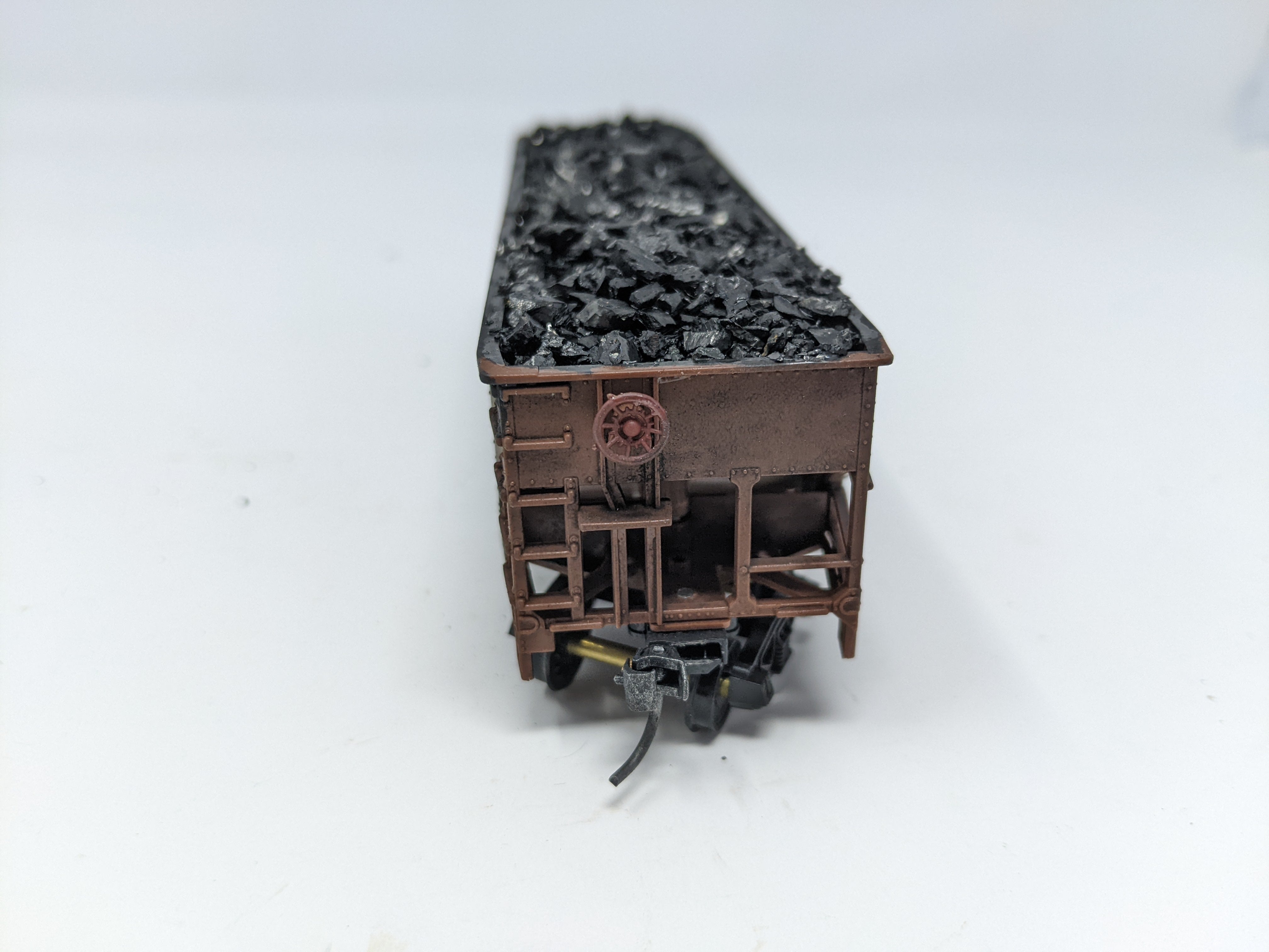 USED HO Scale, 3 Bay Hopper with Real Coal Load Weathered, Undecorated