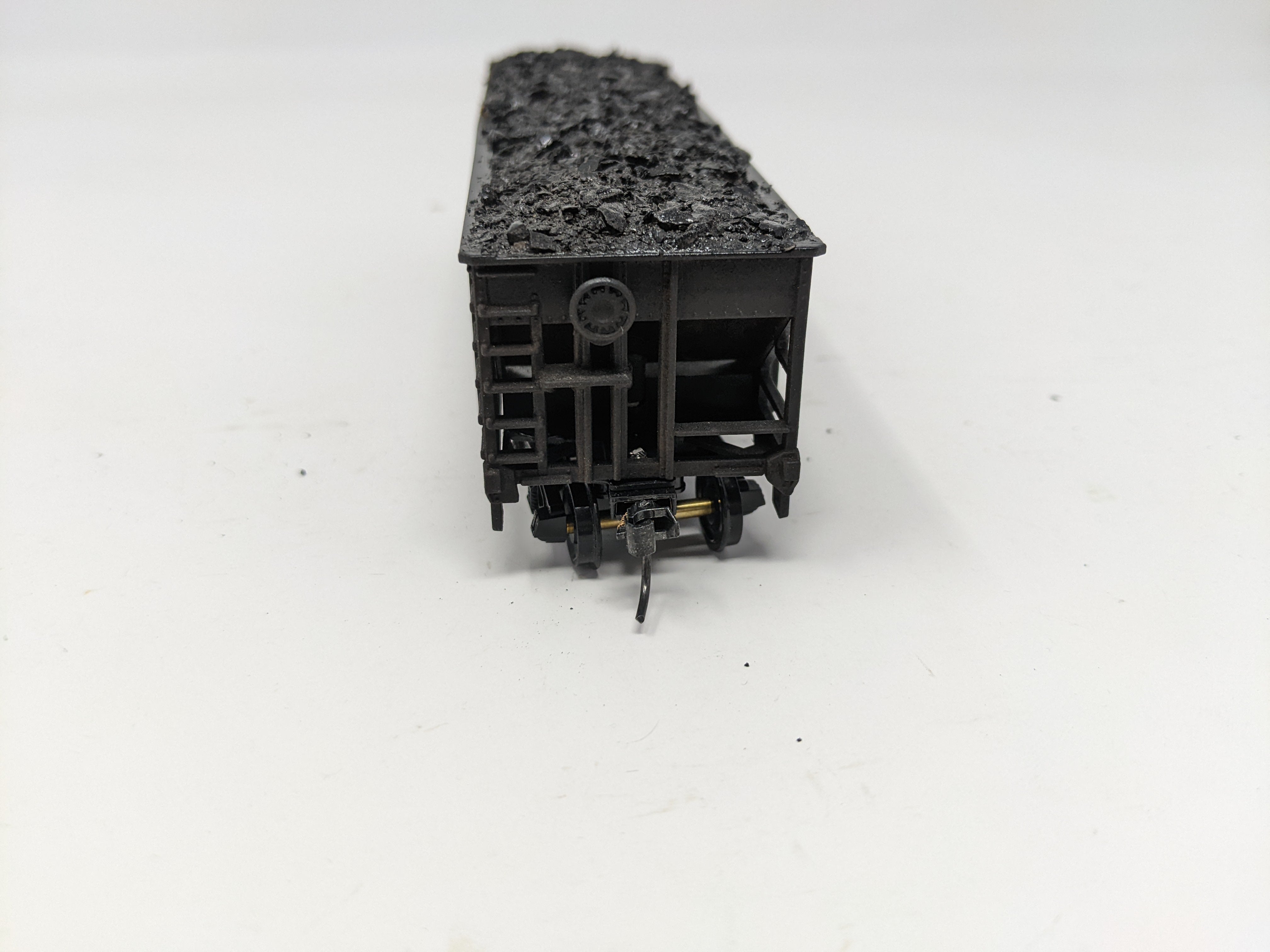 USED HO Scale, 3 Bay Hopper with Real Coal Load Weathered, Undecorated