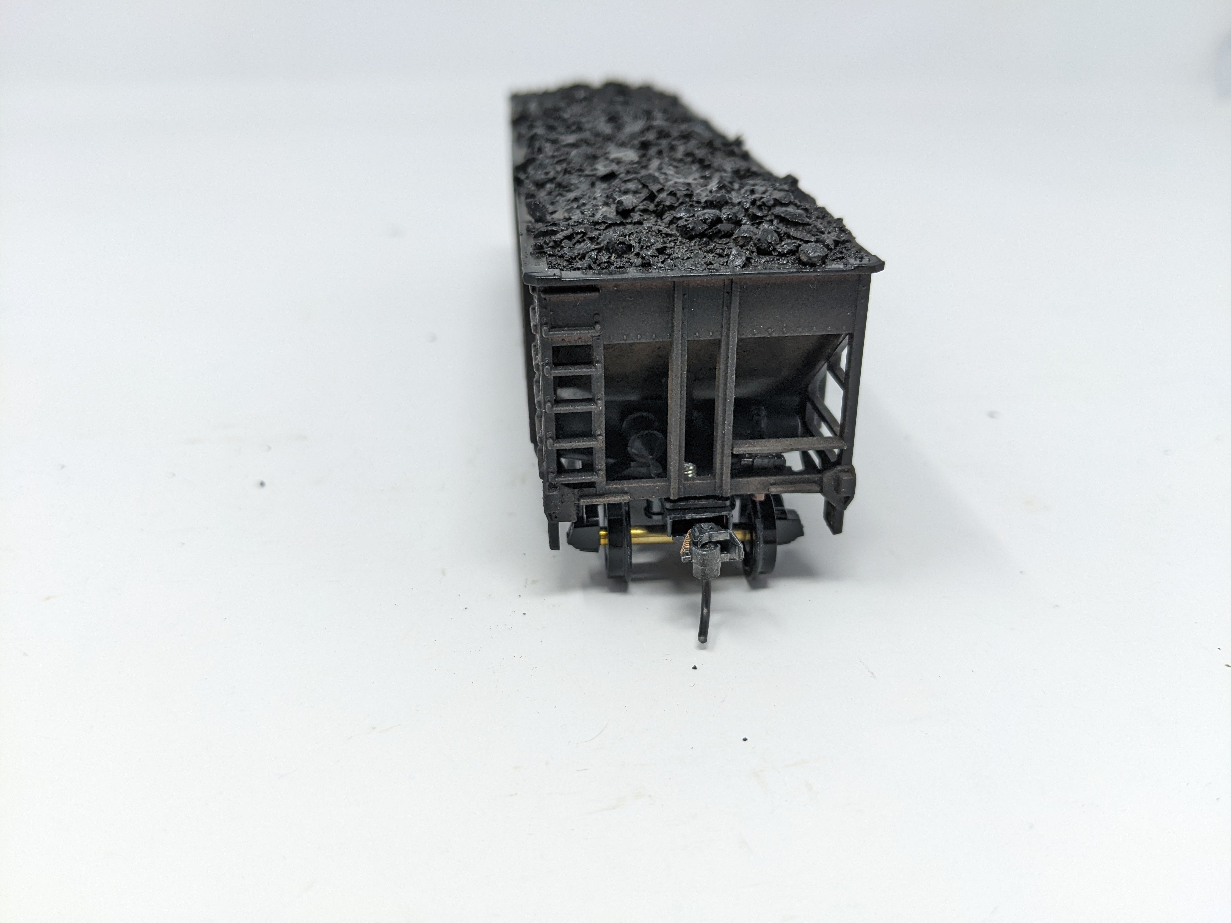 USED HO Scale, 3 Bay Hopper with Real Coal Load Weathered, Undecorated