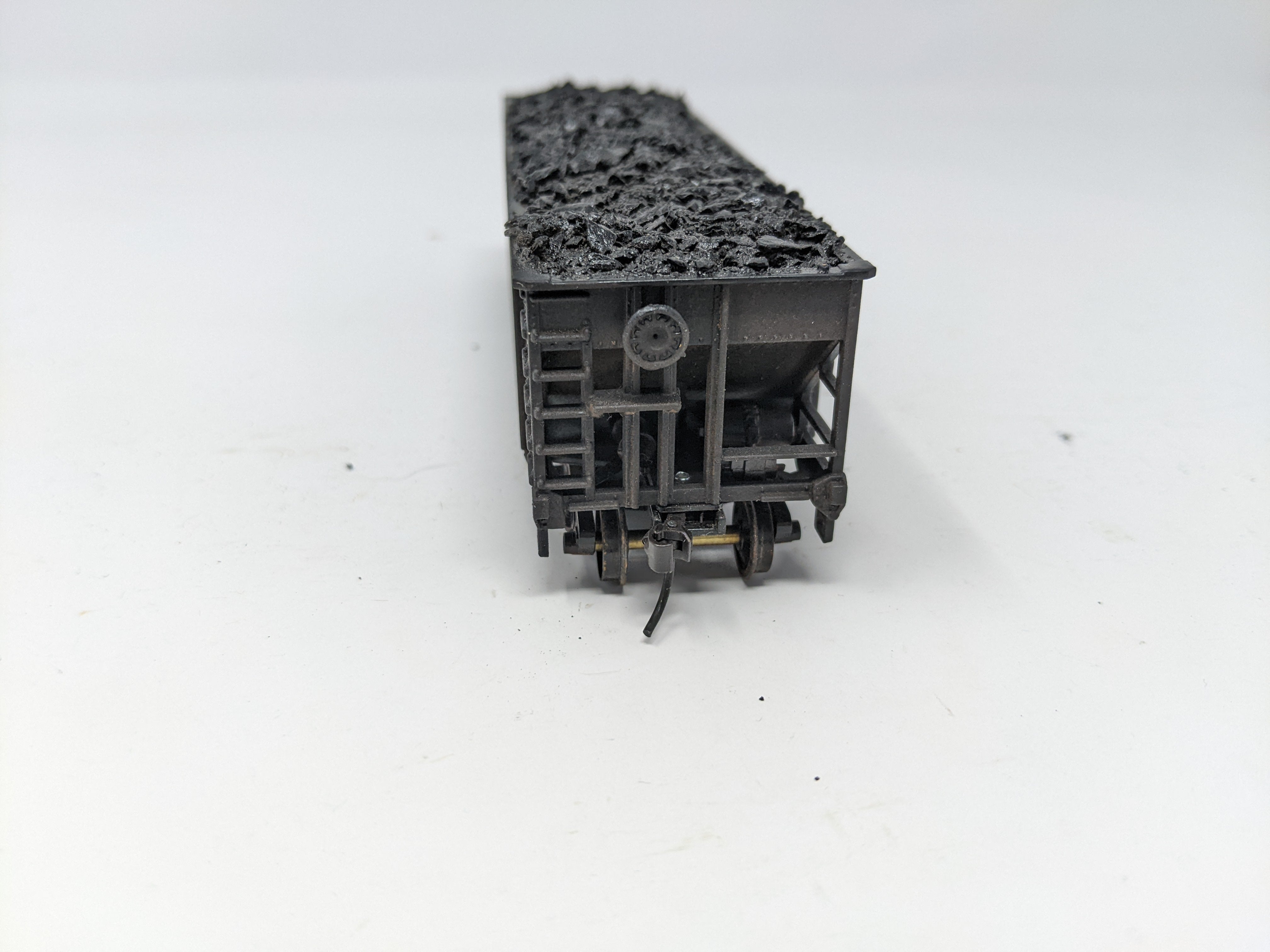 USED HO Scale, 3 Bay Hopper with Real Coal Load Weathered, Undecorated