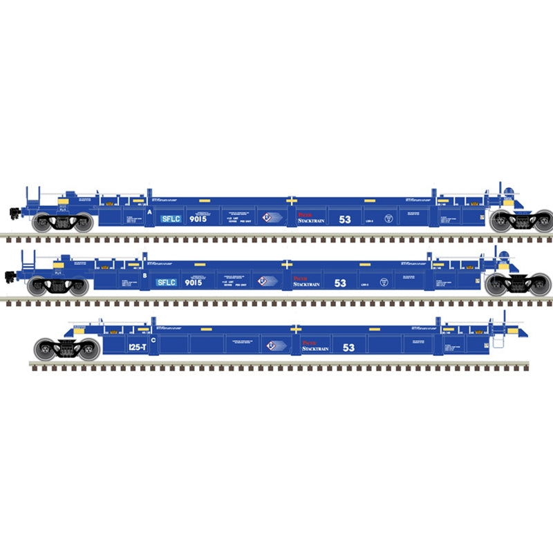 Atlas Master 20006616 HO Scale, Thrall 53' Articulated Well Car Set, BNSF SFLC ##9022, ex Pacer StackTrain