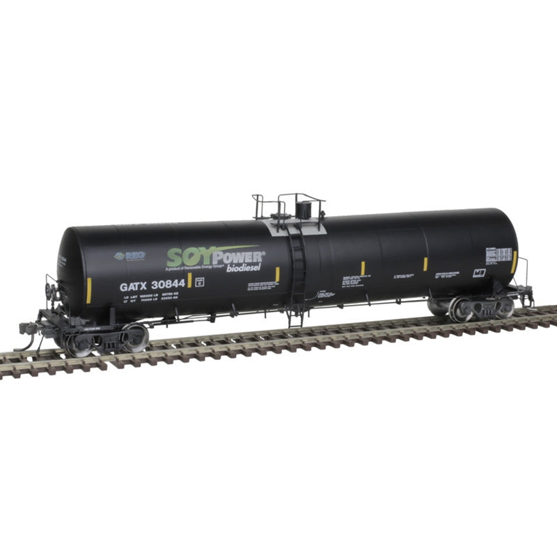 Atlas 20006897 HO Scale, Trinity 25,500 Gal Tank Car, Soy Power Bio Fuels GATX #30839, 30844, 30852, 3 Car Pack