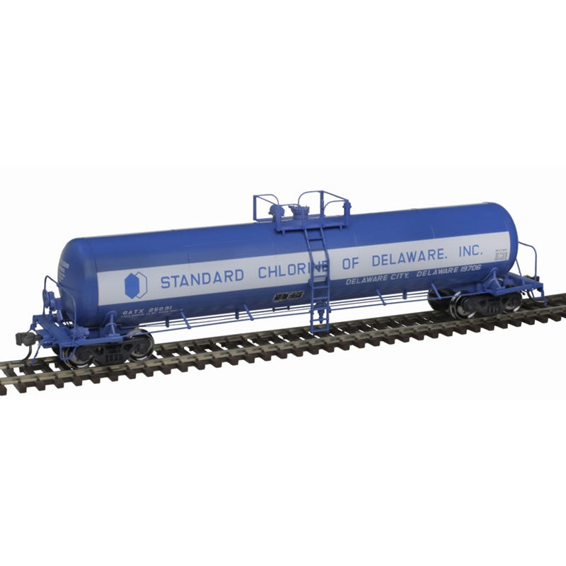 Atlas Master 20006975 HO Scale 20,700 Gallon Non-Insulated Tank Car Standard Chlorine of Delaware GATX #25085