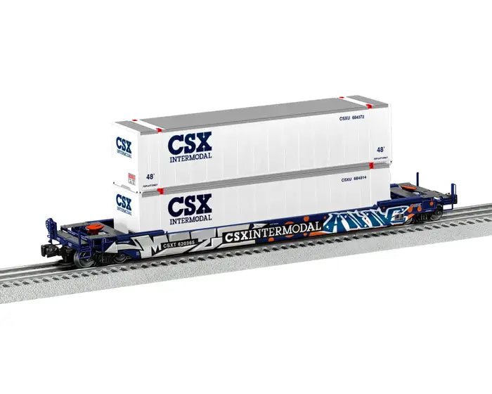 Lionel 2226592 O, Husky Stack w/ Graffiti & Containers, CSX CSXT #620365